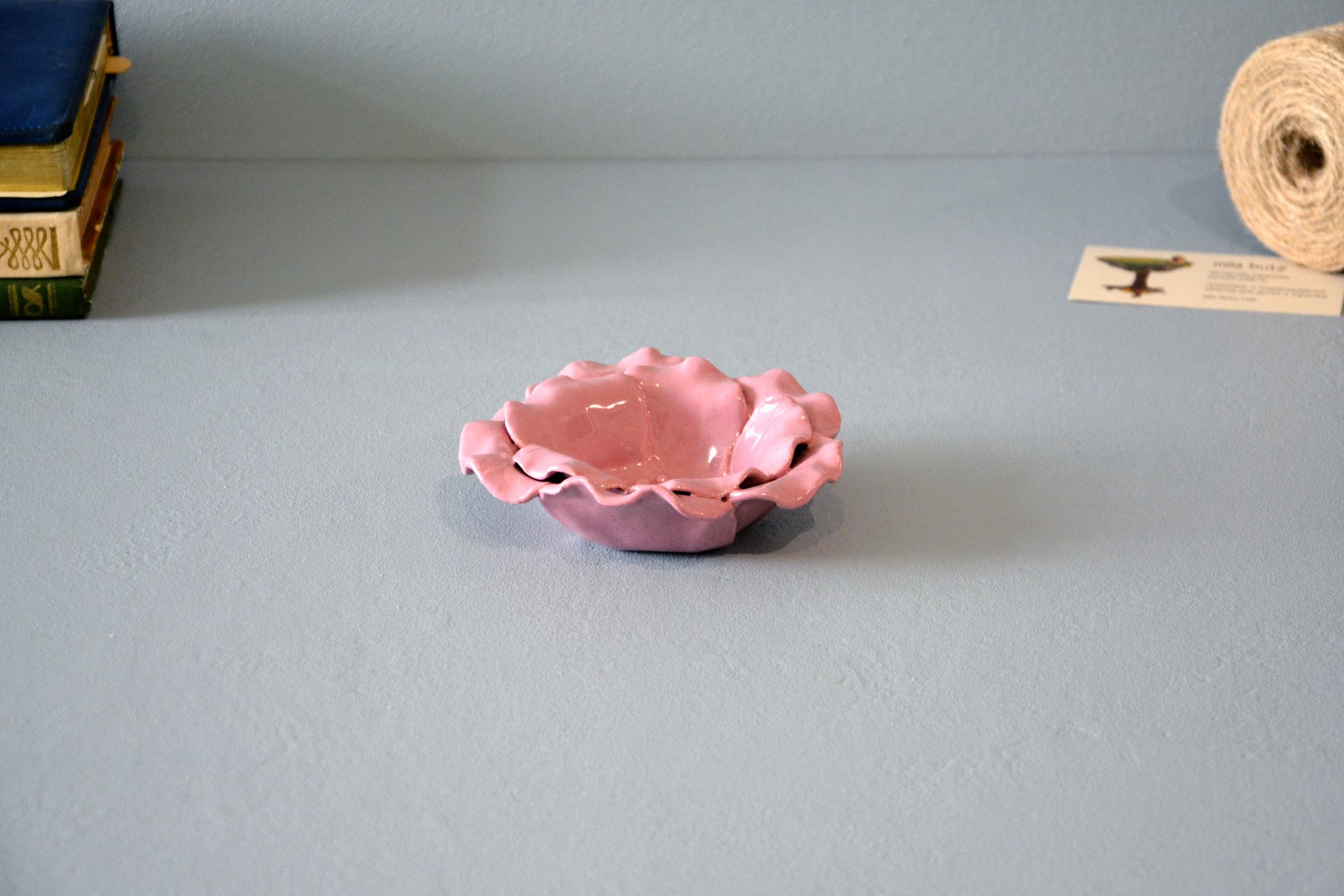 Подсвечник Розовый цветок - Керамические подсвечники, диаметр - 12 см, фото 2 из 4.