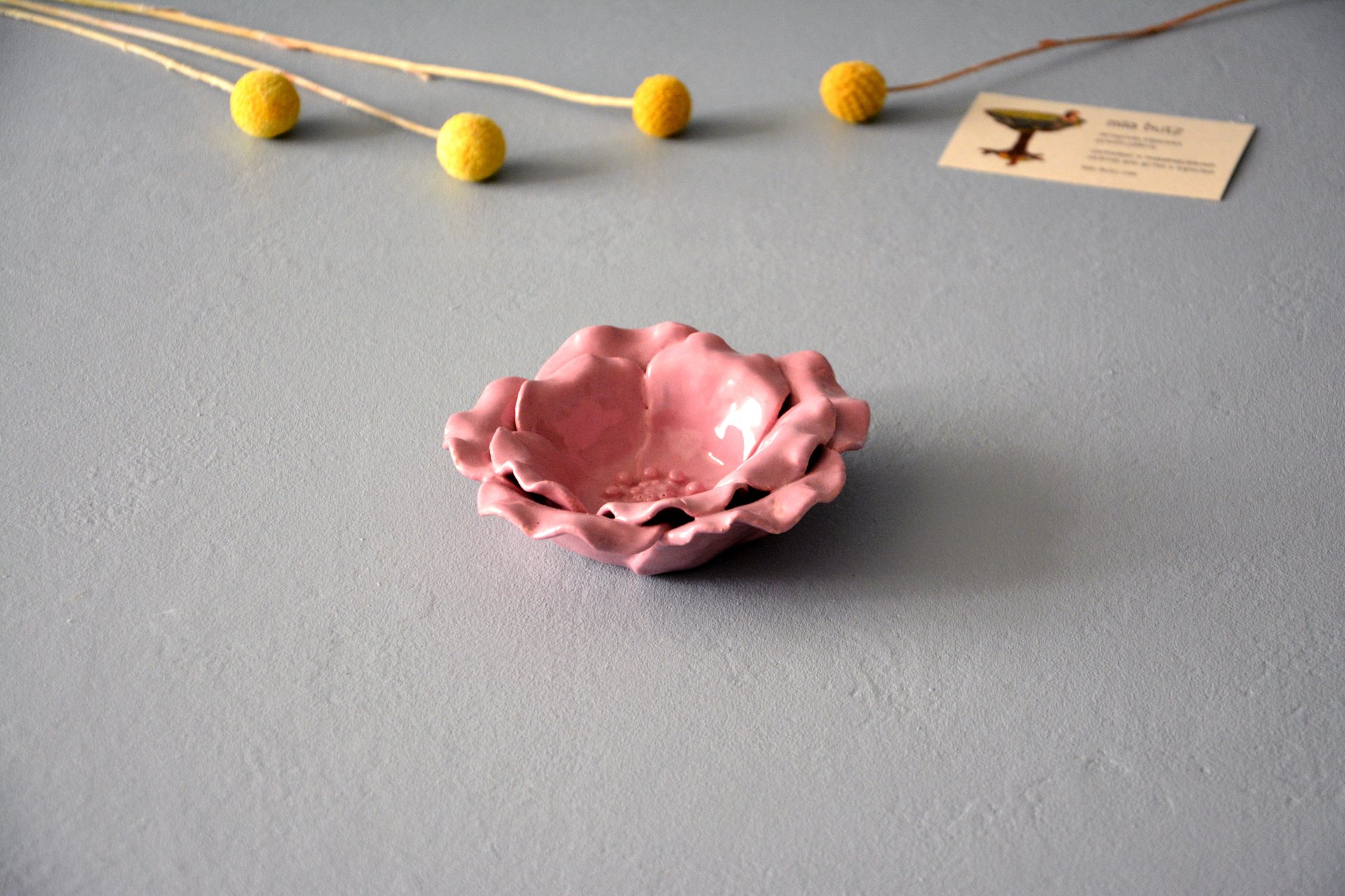 Подсвечник Розовый цветок - Керамические подсвечники, диаметр - 12 см, фото 1 из 4.