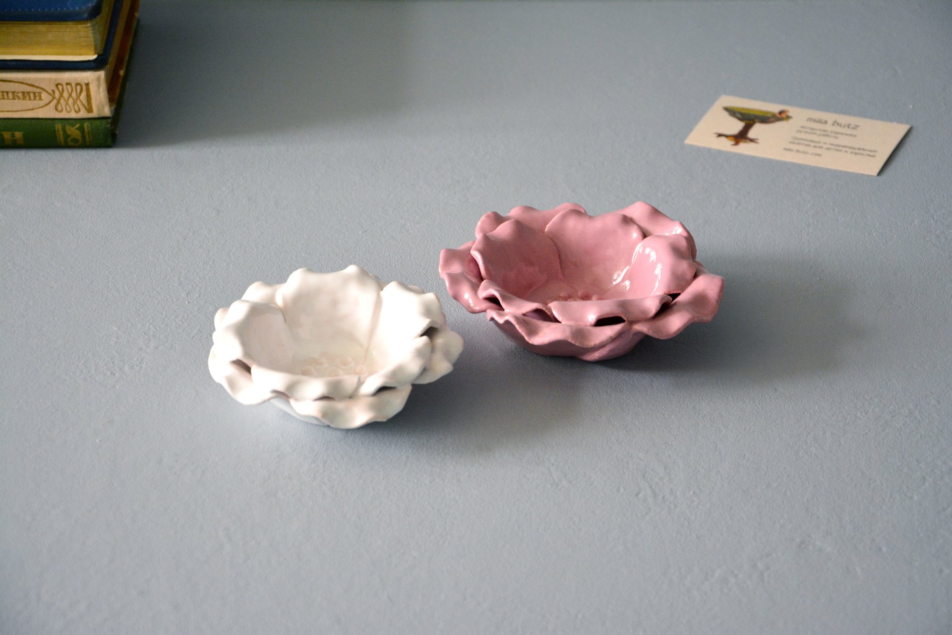 Подсвечник Розовый цветок - Керамические подсвечники, диаметр - 12 см, фото 4 из 4.