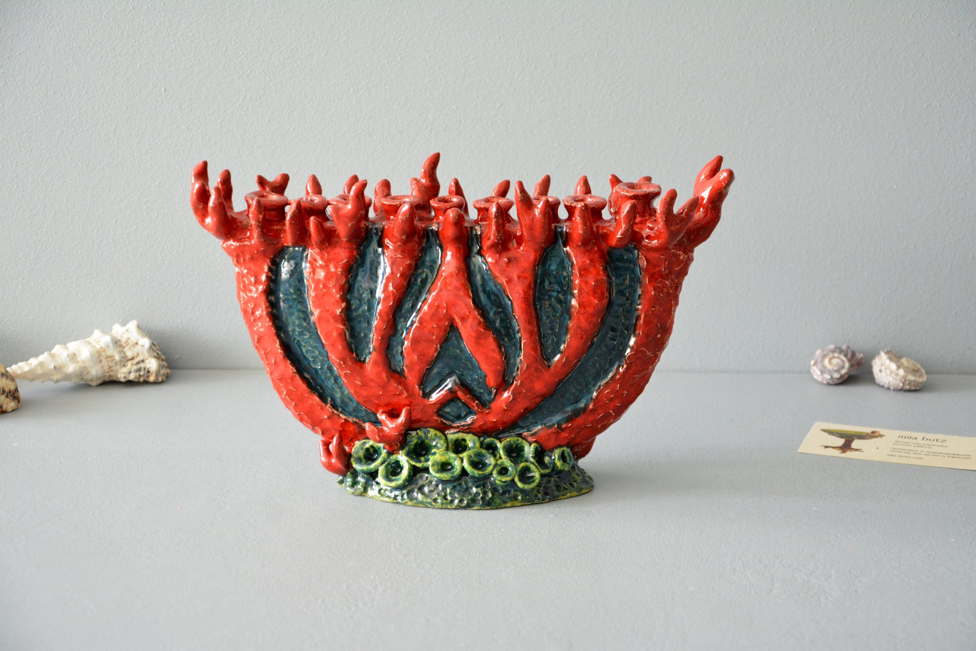 The Jewish Candlestick Chanukiah Coral, 27 cm * 16.5 cm, photo 1 of 6.