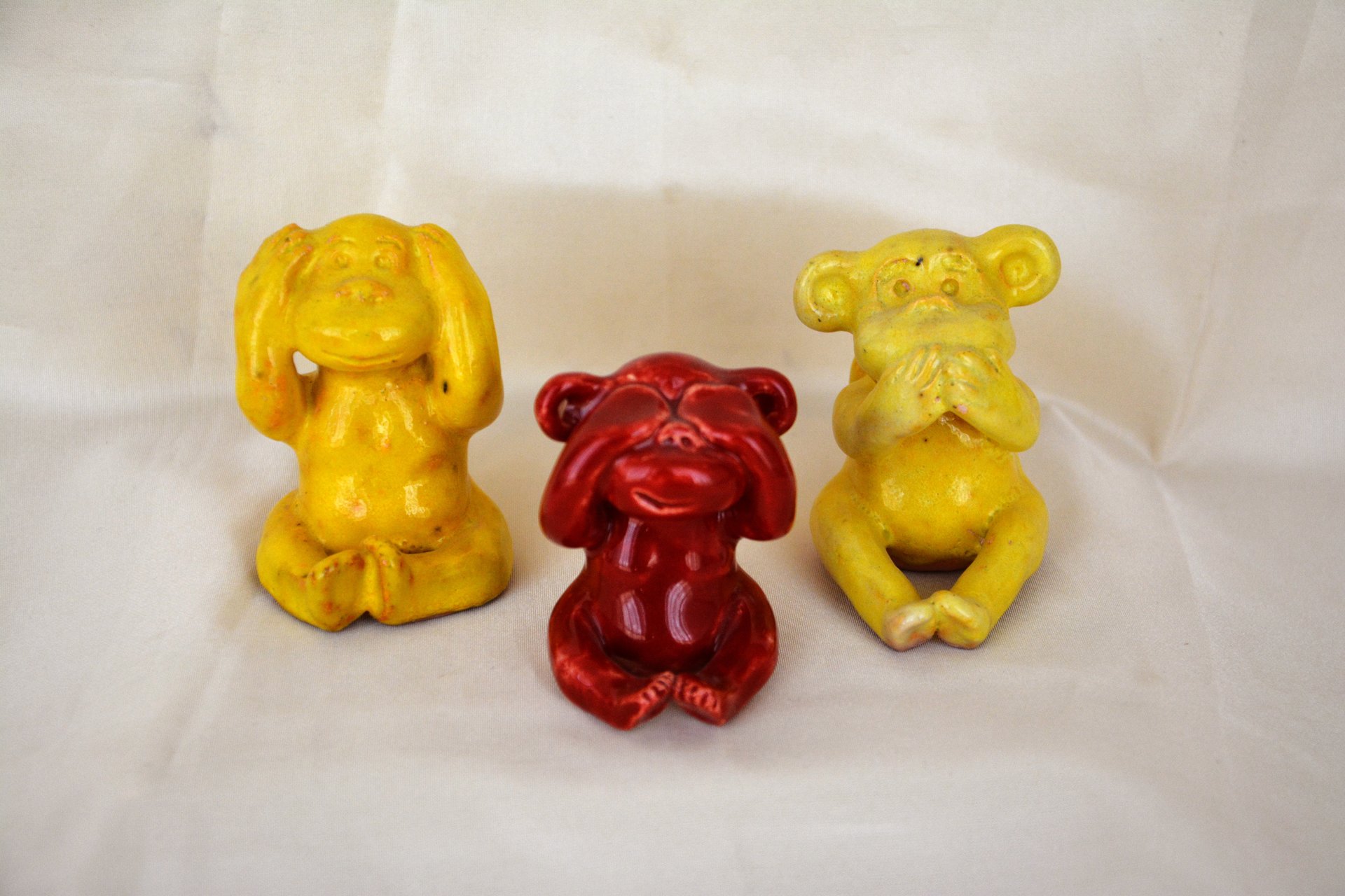 Set of Monkeys «No evil» - Animals and birds, height - 6 cm and 7,5 cm, photo 1 of 2.