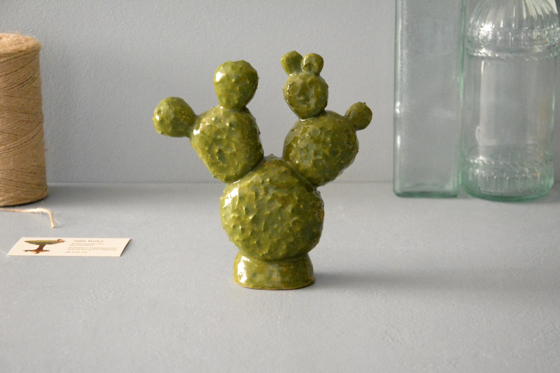 Cactus Opuntia - Cactus ceramic, height - 13 cm, photo 1 of 5.