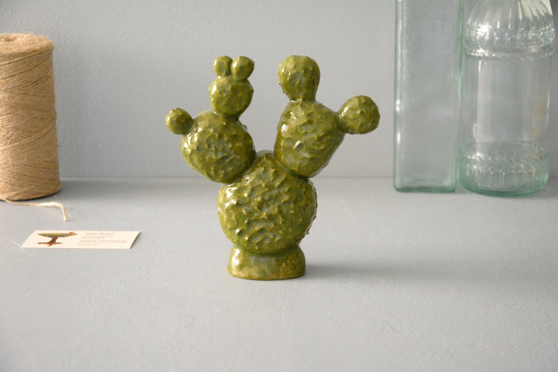 Cactus Opuntia - Cactus ceramic, height - 13 cm, photo 2 of 5.