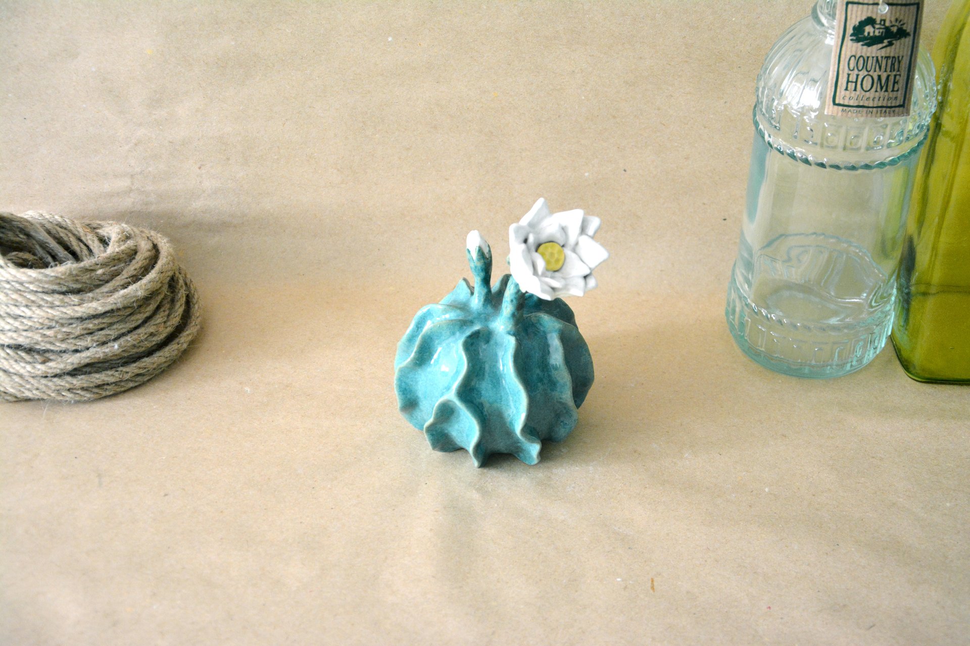 Ceramic Notocactus ottonis - Cactus ceramic, height - 12 cm, photo 6 of 6.
