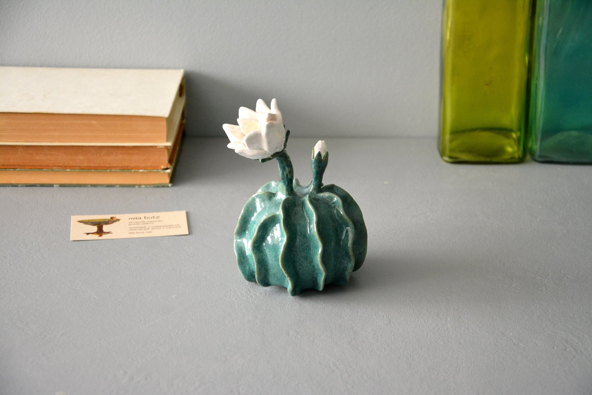 Ceramic Notocactus ottonis - Cactus ceramic, height - 12 cm, photo 3 of 6.