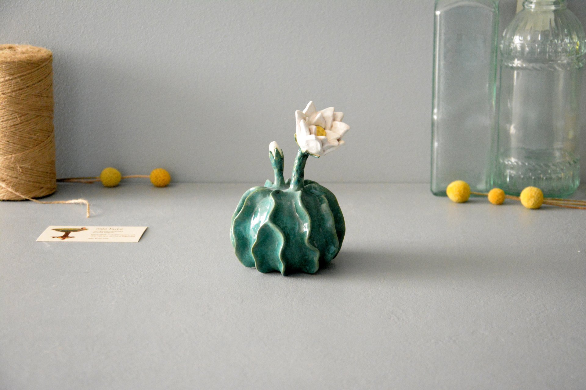 Ceramic Notocactus ottonis - Cactus ceramic, height - 12 cm, photo 1 of 6.