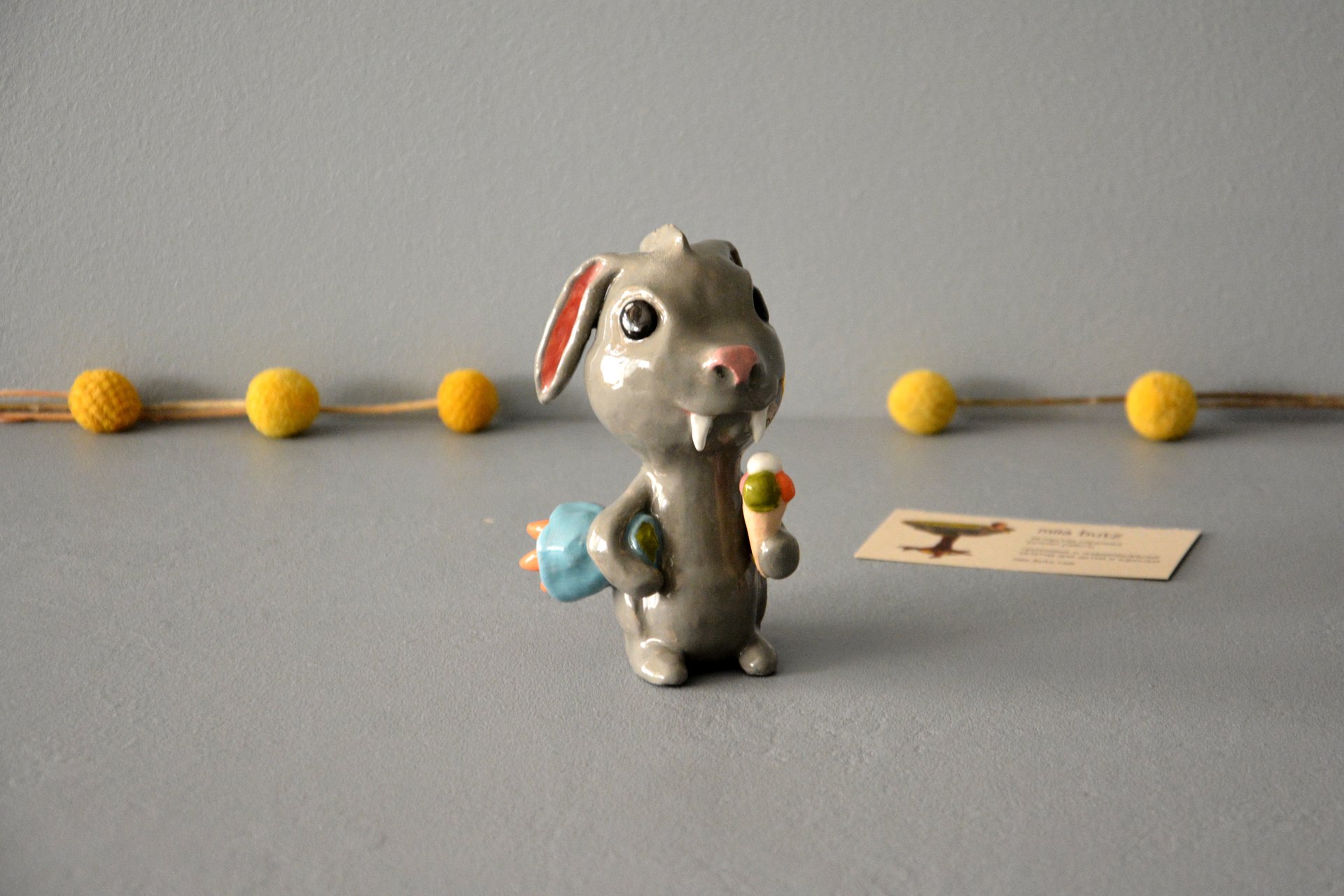 Clay figurine Saber-toothed Rabbit, height - 12 cm, photo 1 of 5.