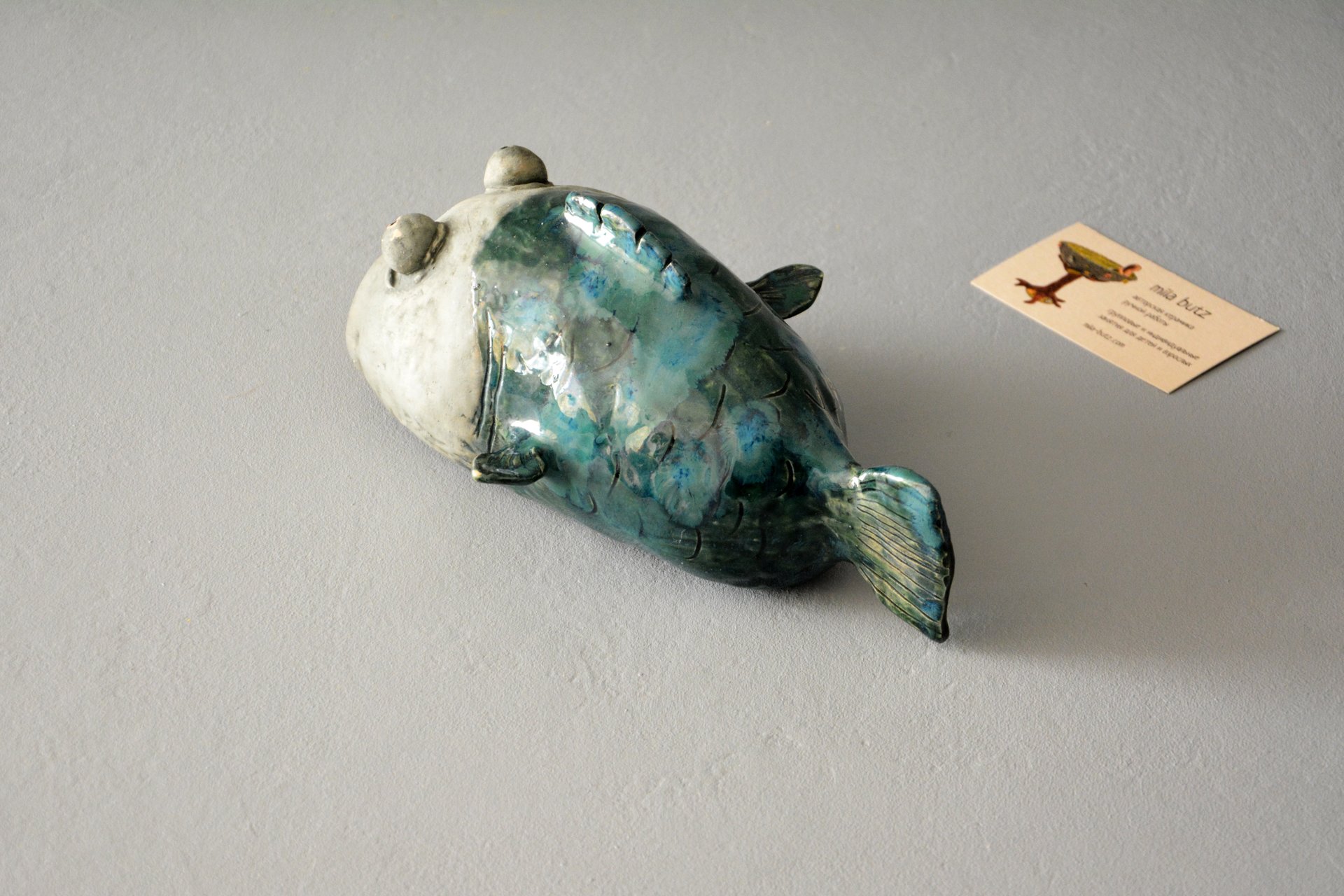 A figurine of a big fish made of clay, высота - 15 см, длина - 24 см, ширина - 11 см, photo 5 of 6.