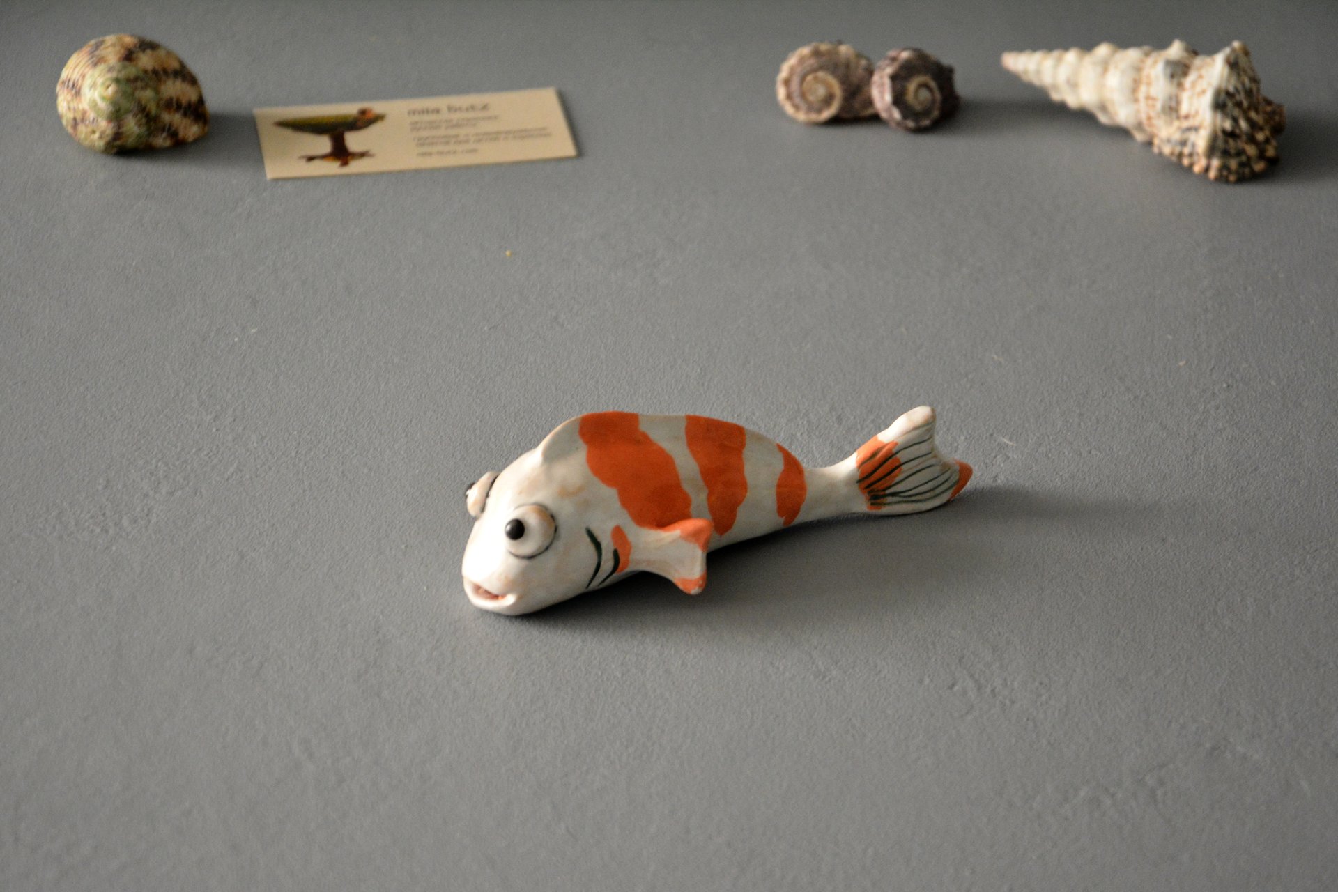 Ceramic Figurine of the Koi fish carp, length - 14 cm, width - 6 cm, height - 5 cm, photo 2 of 6.