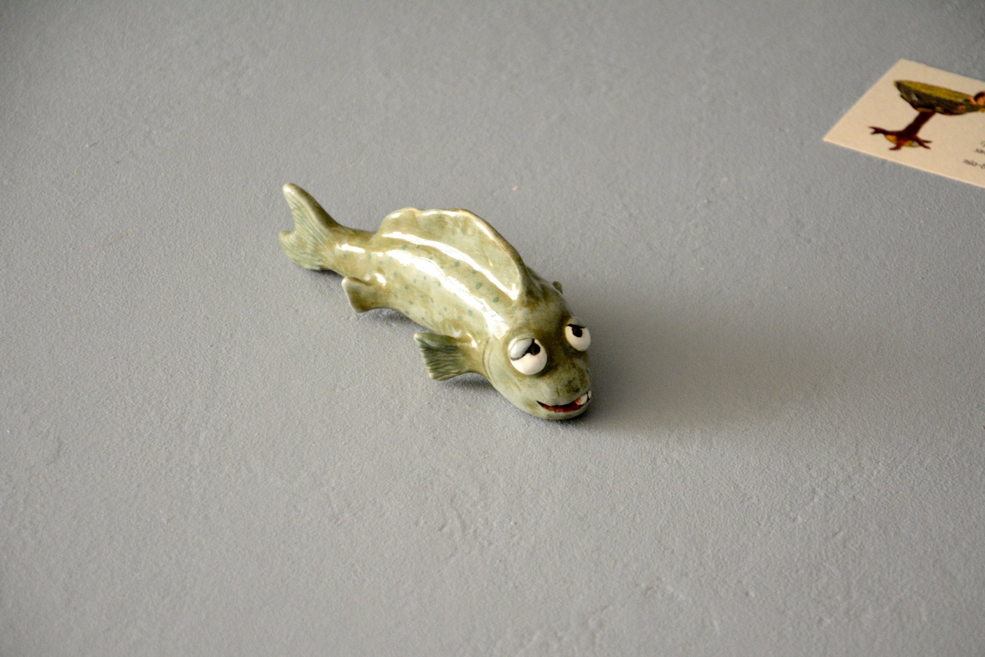 Ceramic figurine of a fish of the Tooth, height - 5 cm, length - 14, width - 5 cm., photo 2 of 7.