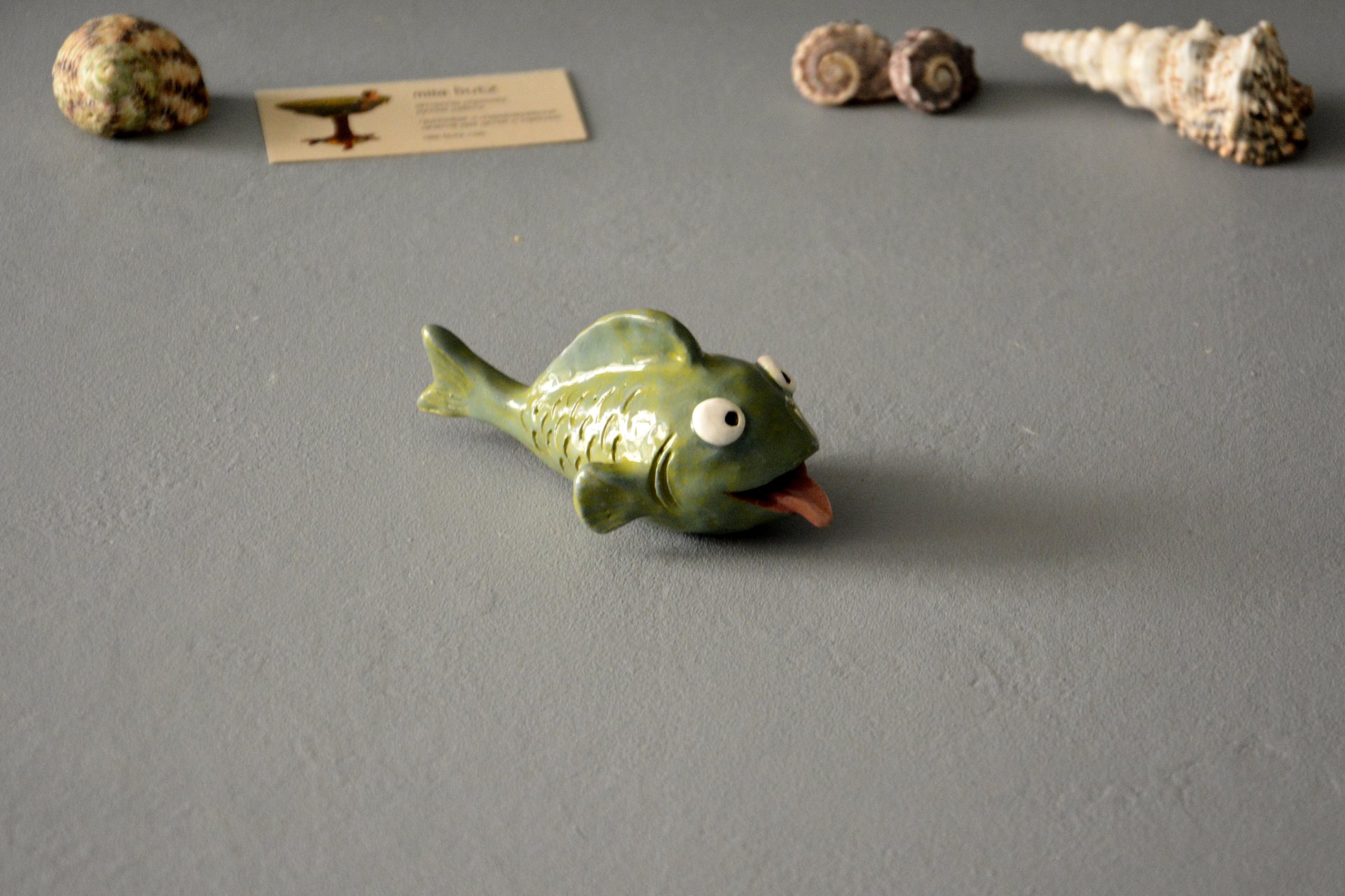 Ceramic fish figurine smiling, length - 12.5 cm, height - 6 cm, photo 4 of 6.