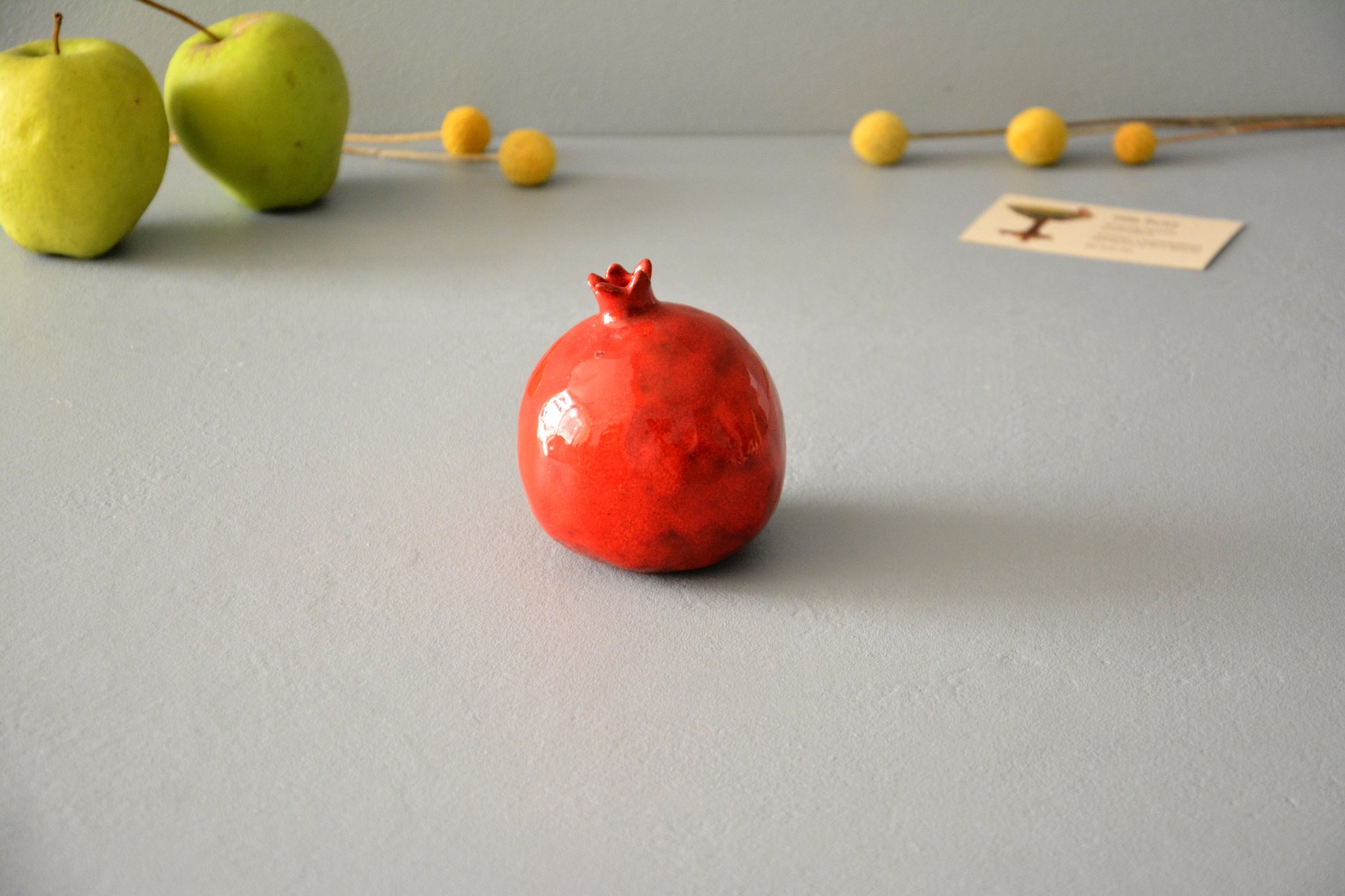 Ceramic Pomegranate red, height - 9,5 cm, photo 2 of 4.