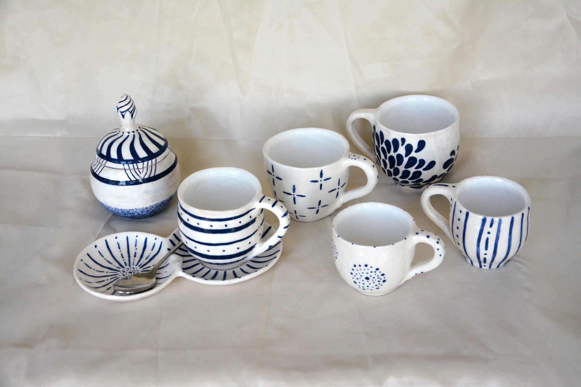 A set of cups plus sugar bowl Modern gzhel - Cups, glasses, mugs, 150 ml - 300 ml, photo 2 of 2.
