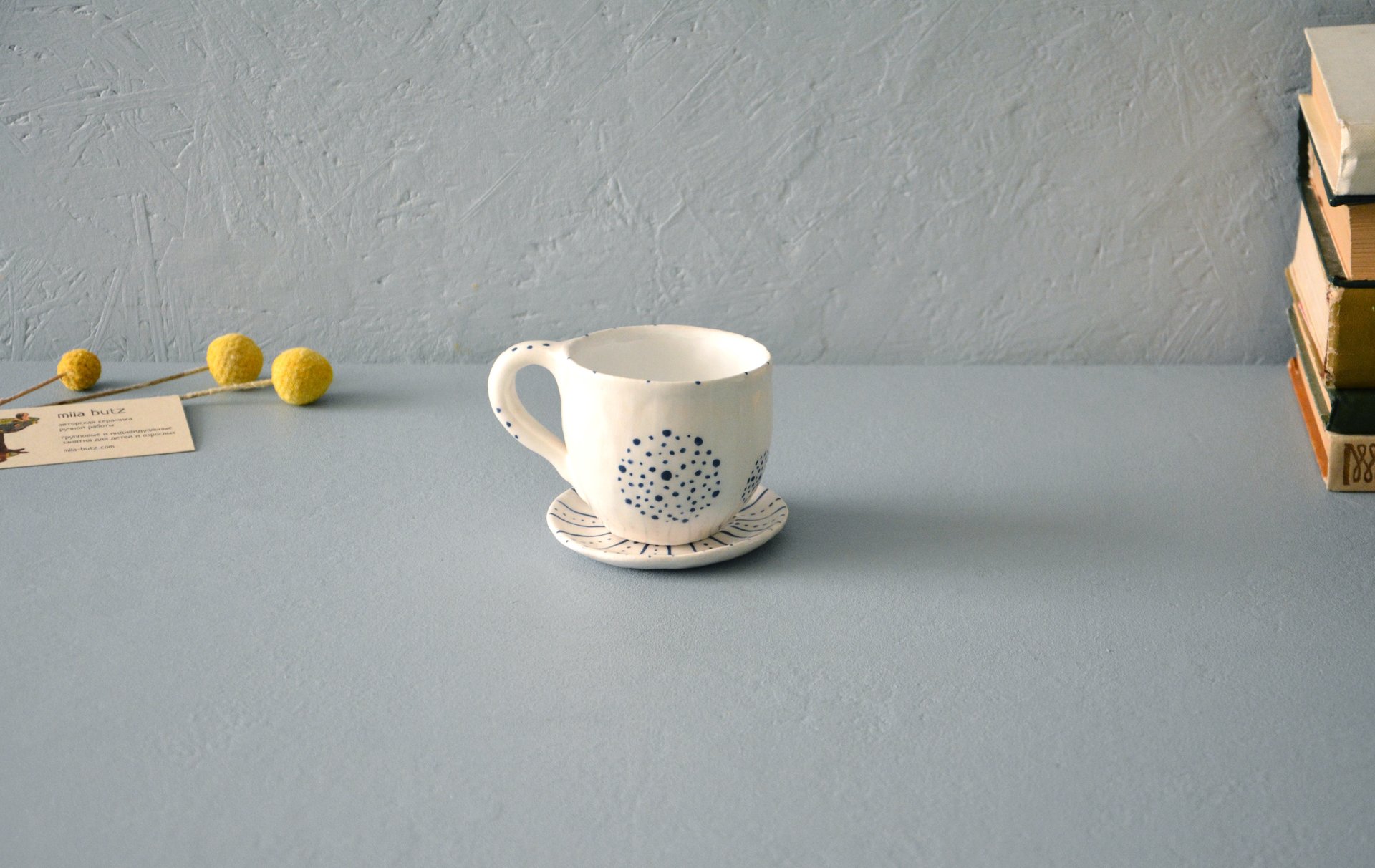 Керамическая бела чашка ручной работы для эспрессо, 150 мл , фото 4 из 4.