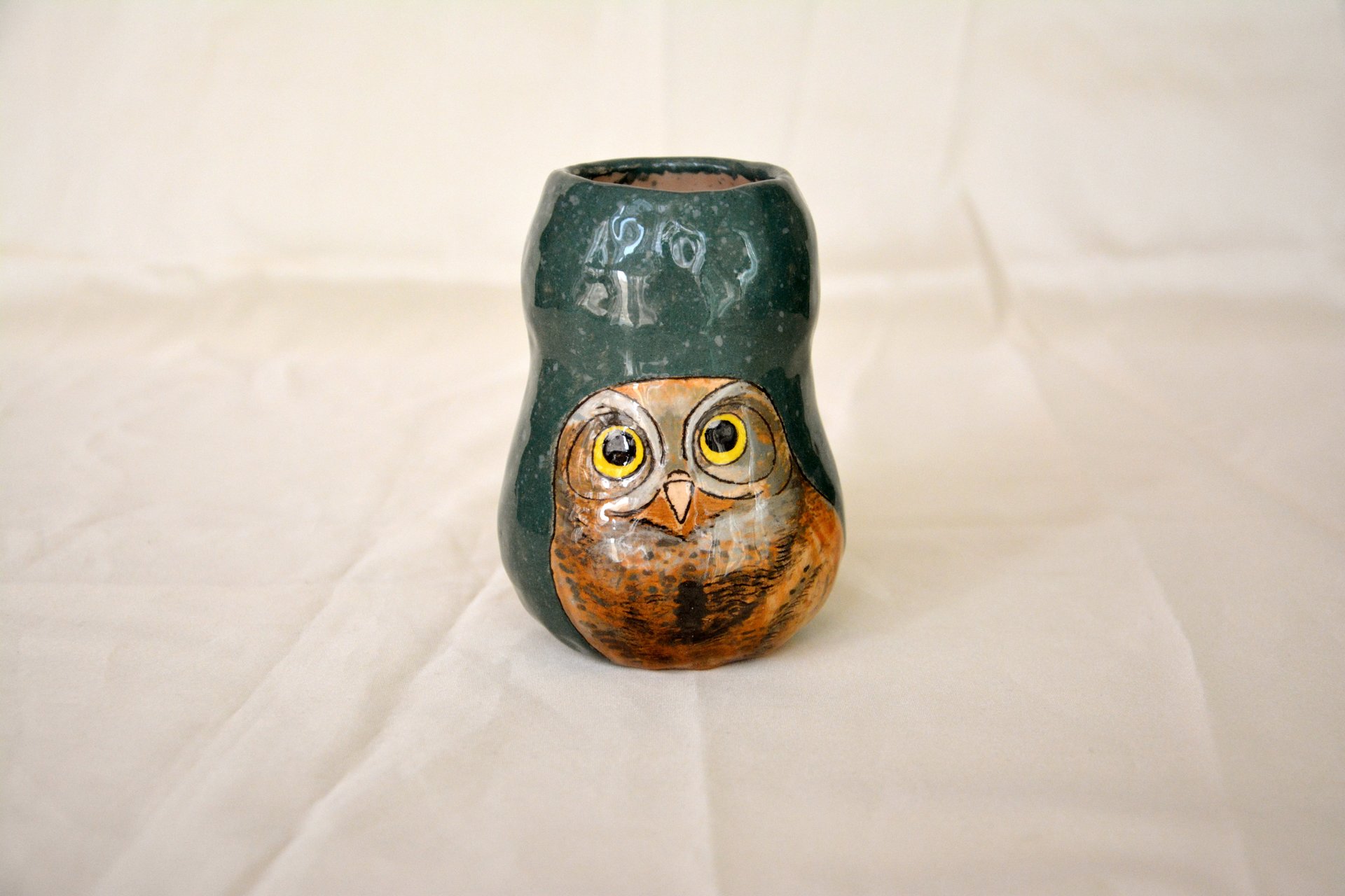 Hand-painted vase — Sweet Owlet, height - 11 cm, photo 3 of 3. 19.