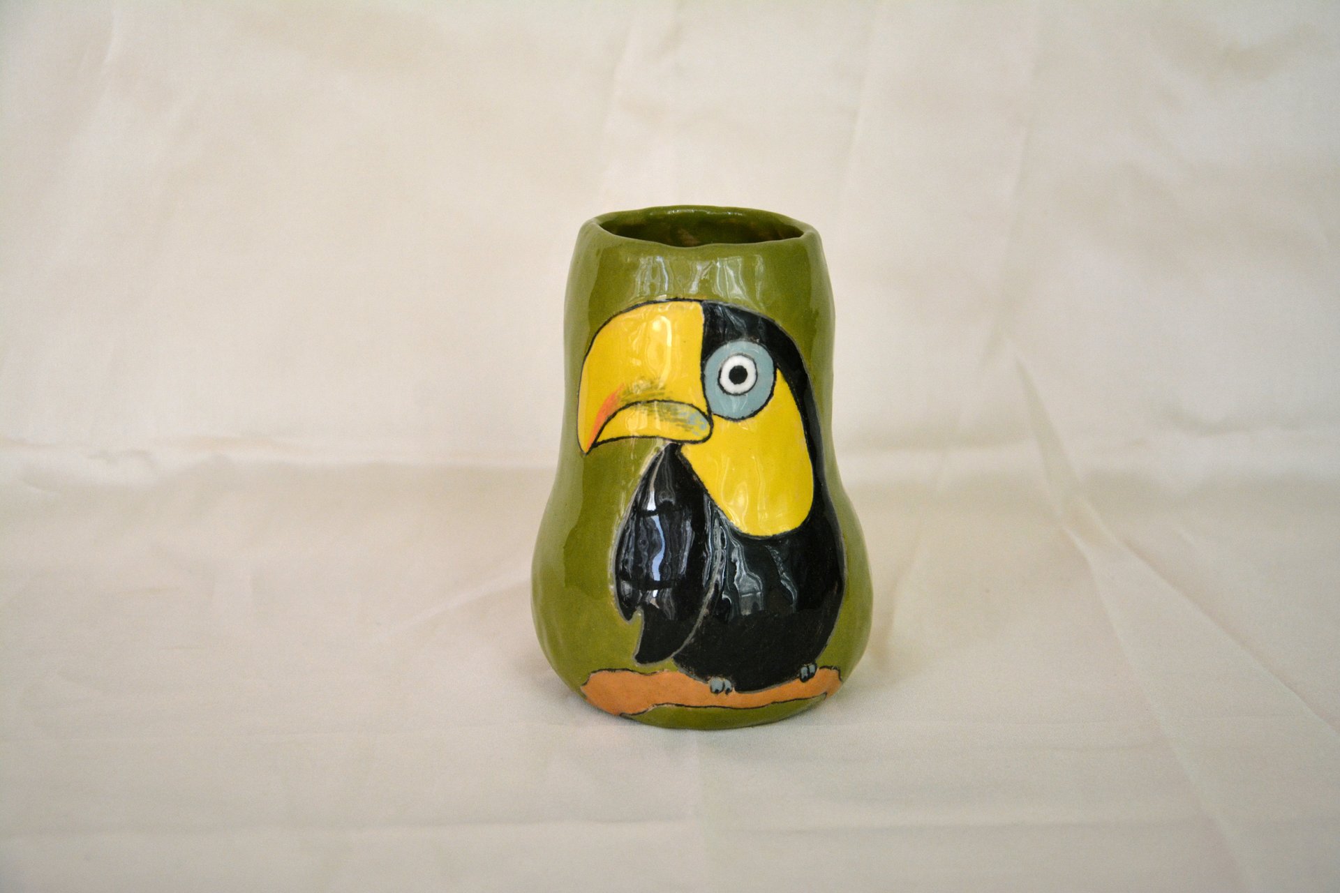 Маленькая вазочка для цветов «Птица Тукан», высота - 12 см. Фото 20.