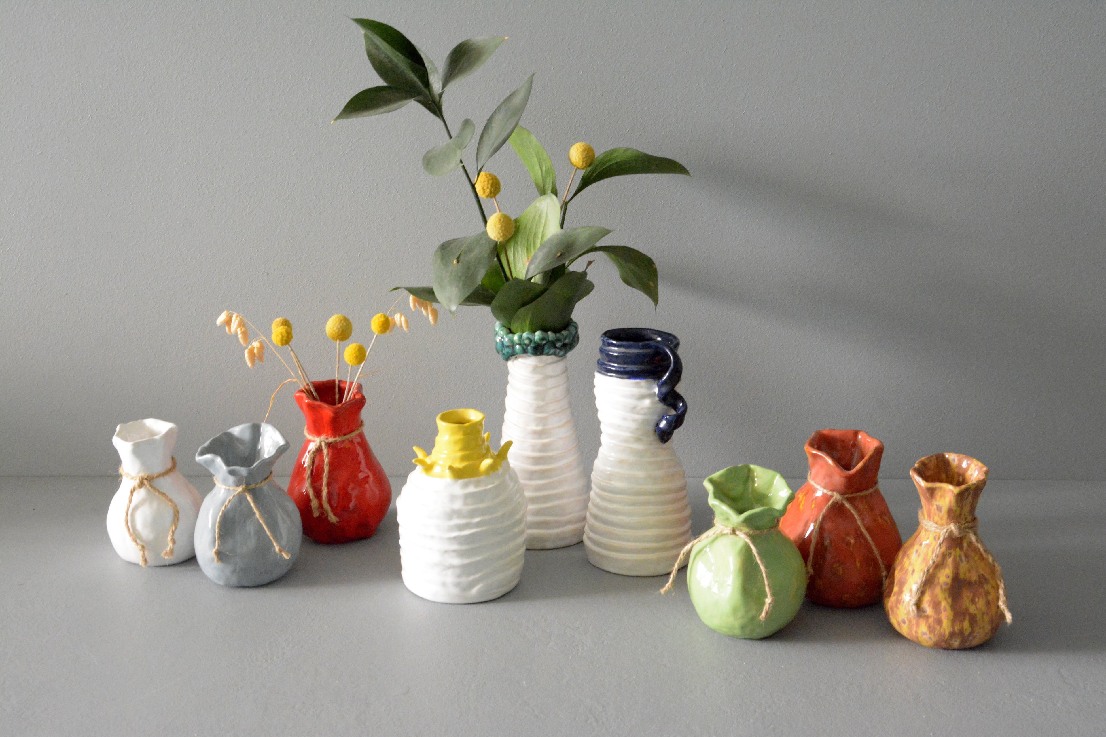 Interior ceramic handmade vases