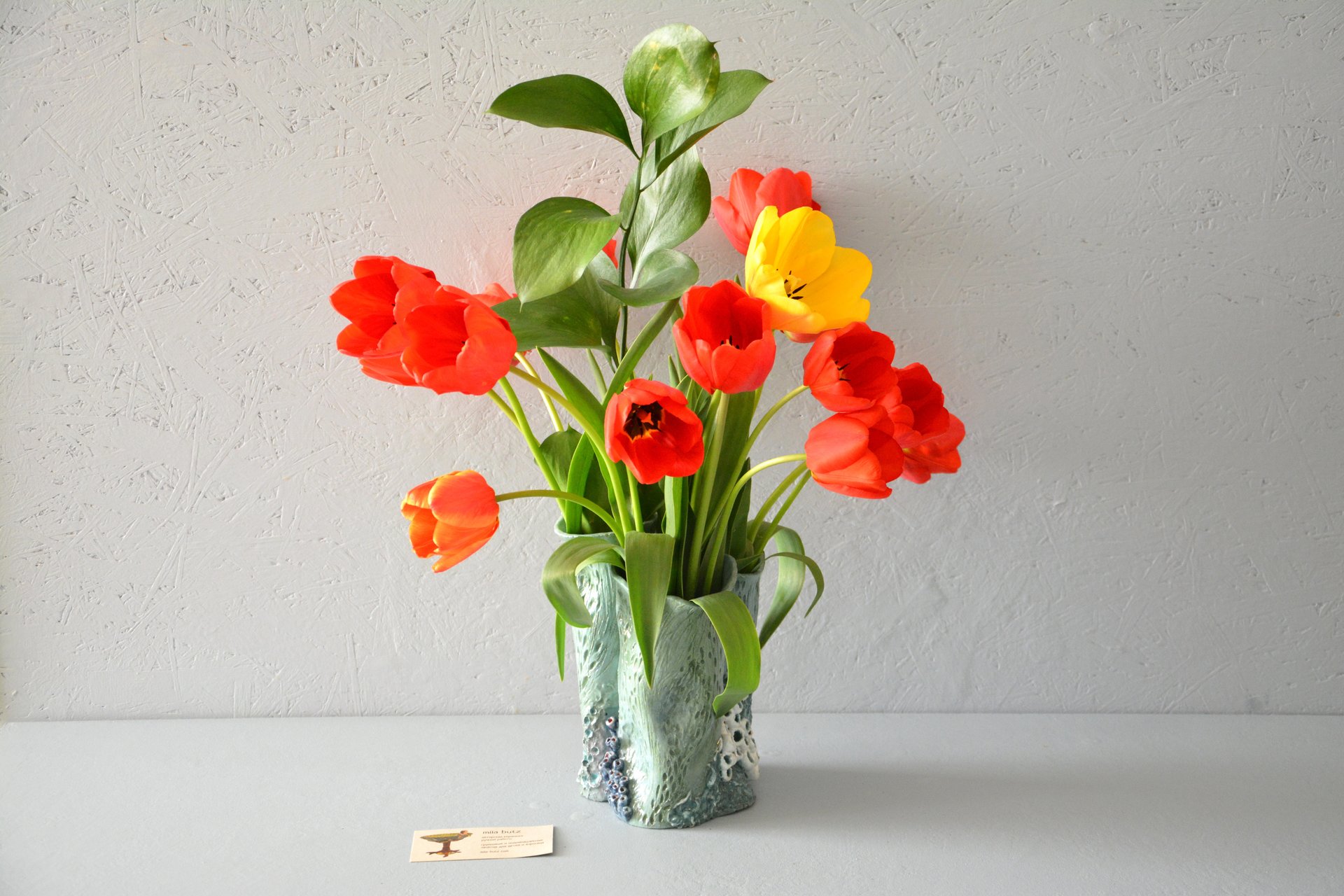 Decorative ceramic flower vase — Coral, height - 19 cm, photo 5 of 5. 1042.