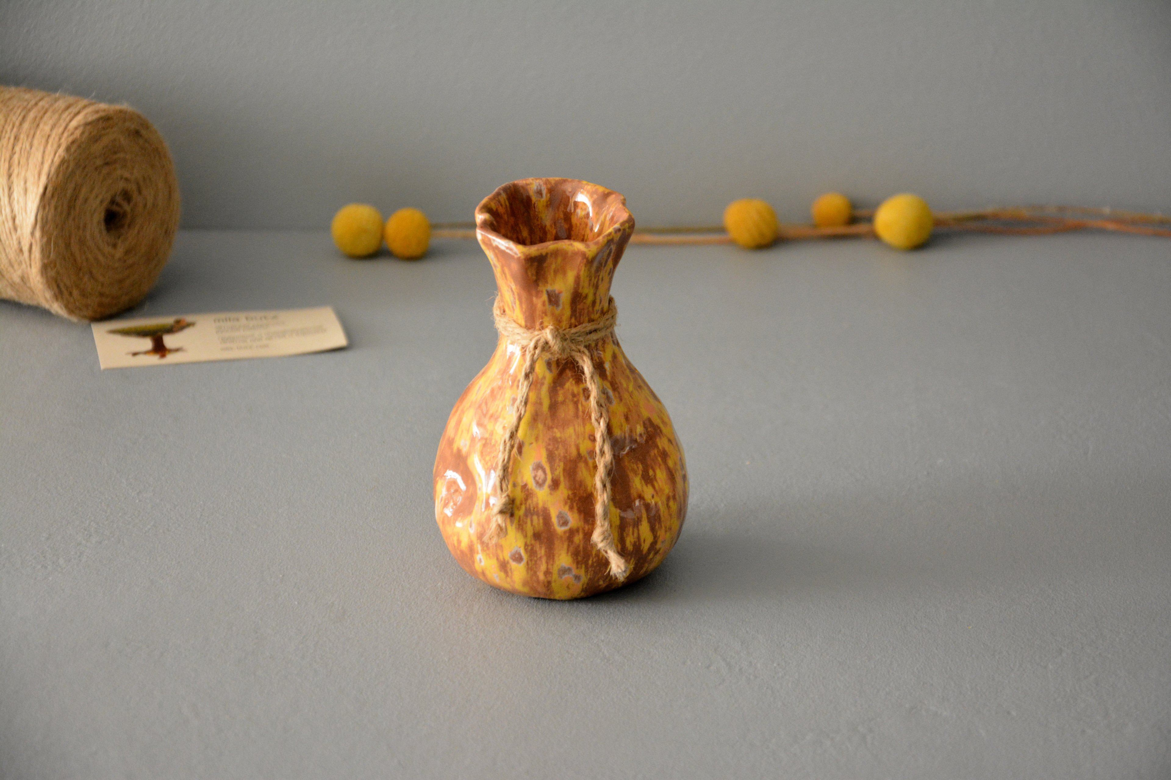 Декоративная ваза "Жёлто-коричневый Мешочек"