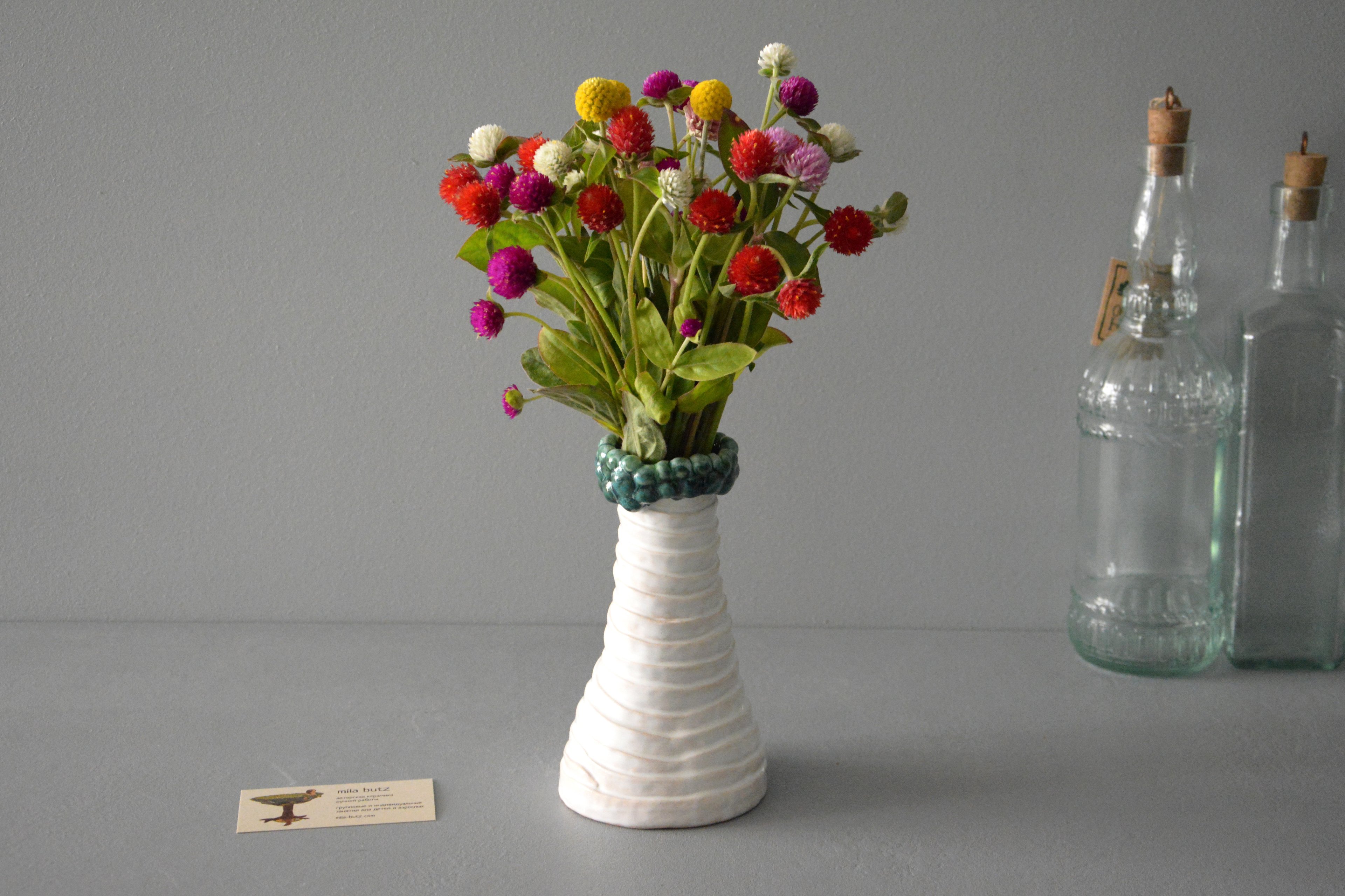 Интерьерная ваза «Жгуты и шарики», высота - 17,5 см. Фото 1207.