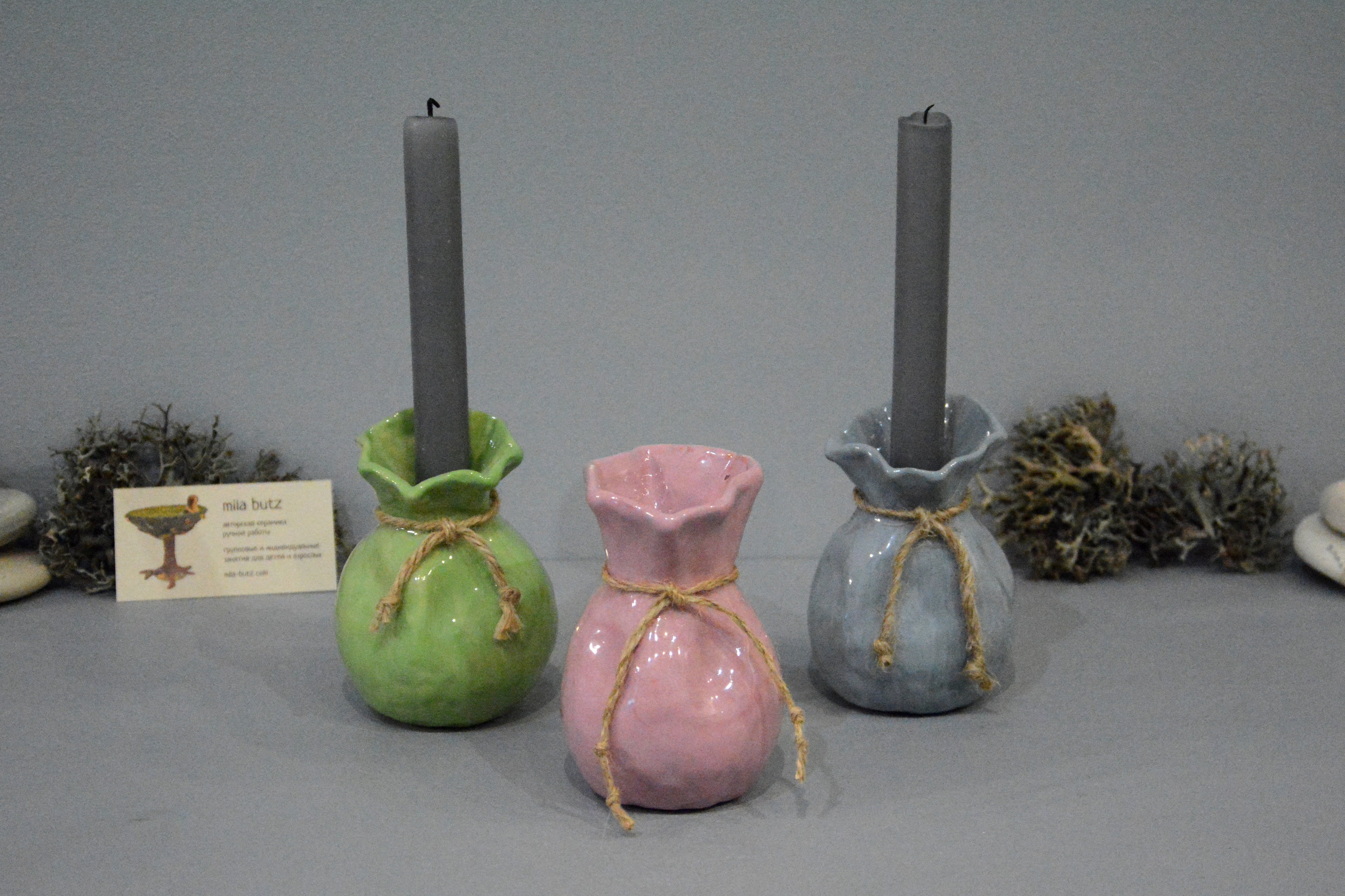 Interior vase «Pink Bagful», height - 11 cm. Photo 1294.