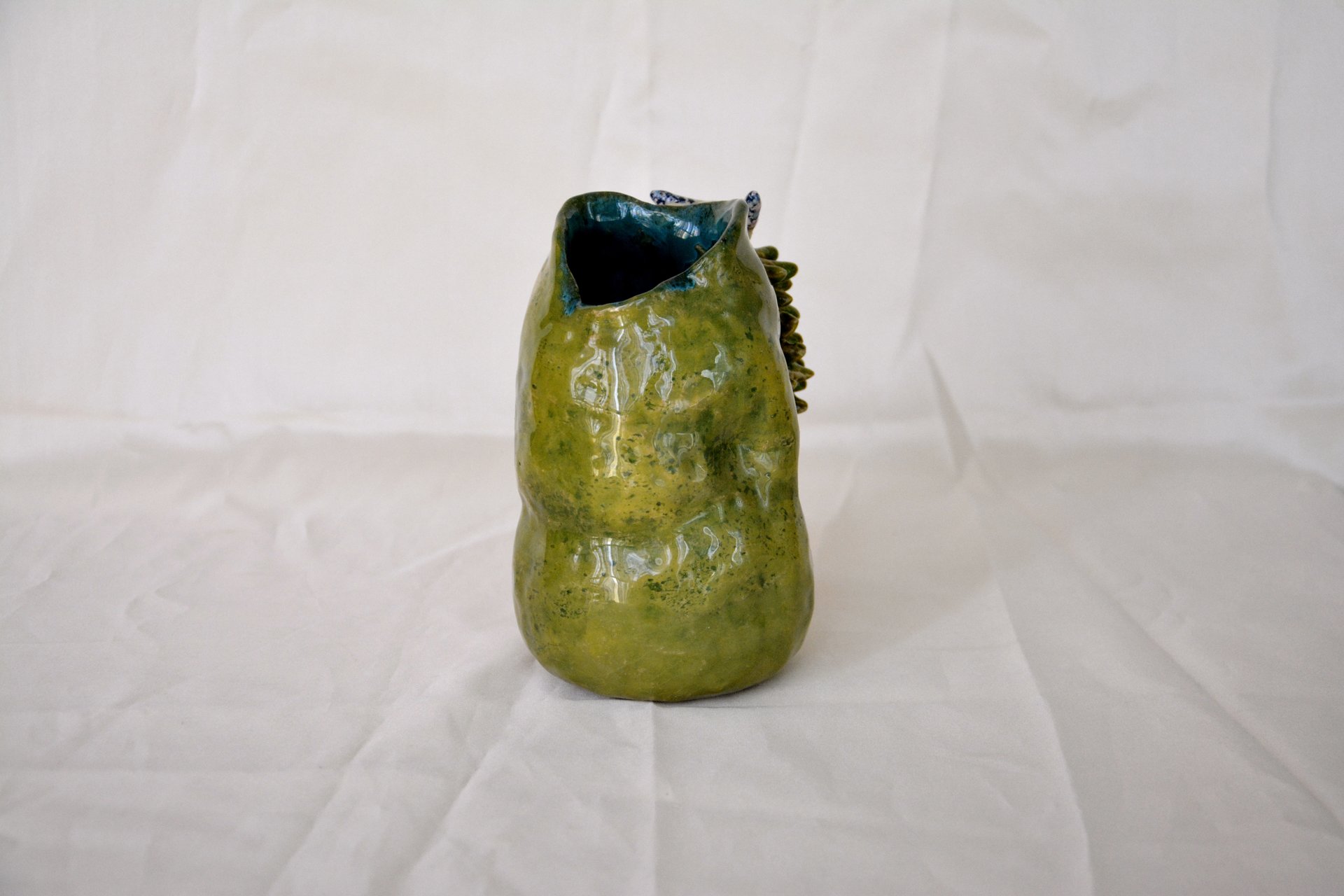 Ceramic vase with a figurine of a sea lamb, height - 14 cm, photo 3 of 4. 338.
