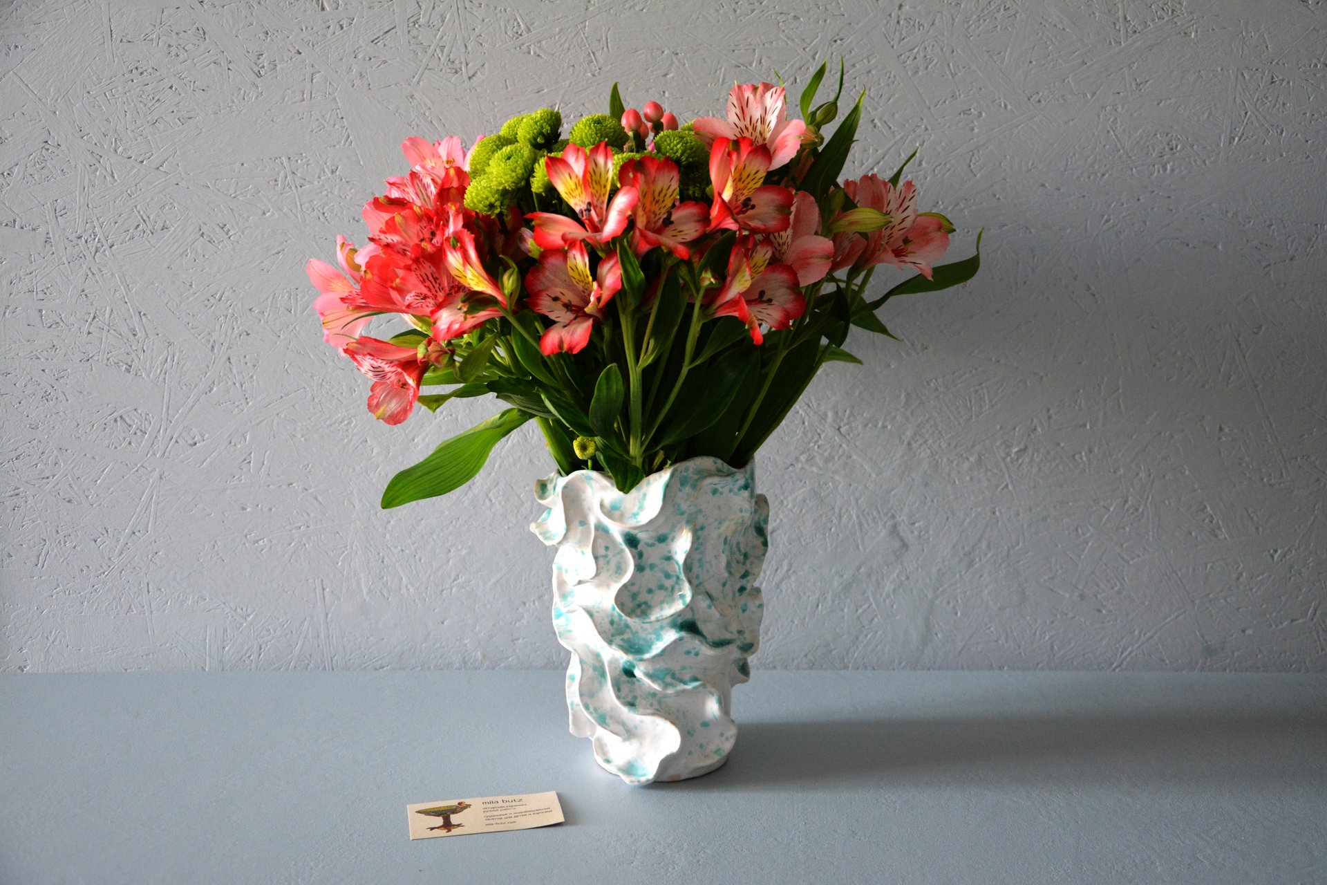 Decorative ceramic vase wave, height - 22 cm, photo 3 of 6. 607.