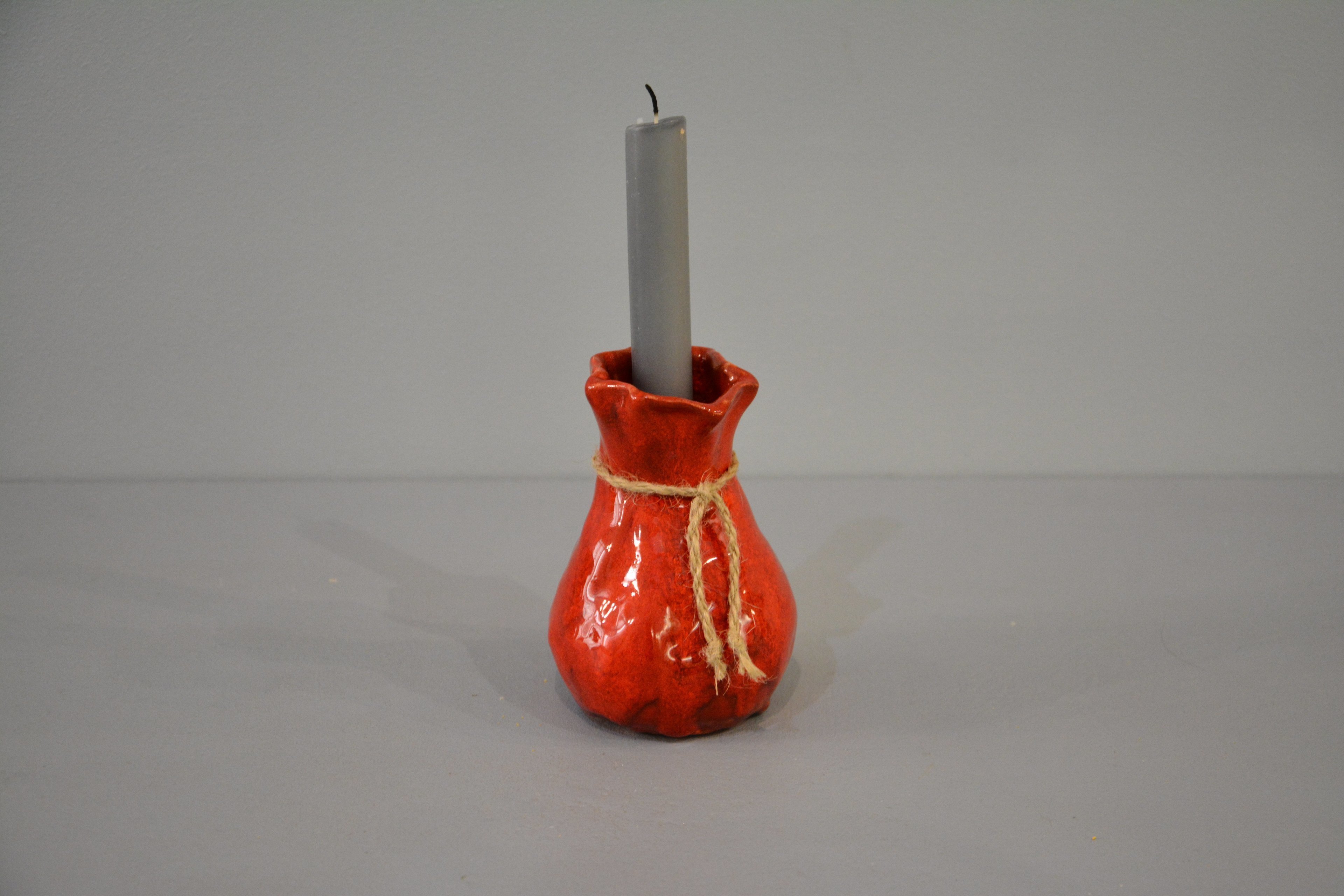 Candle vase "Red Bagful"
