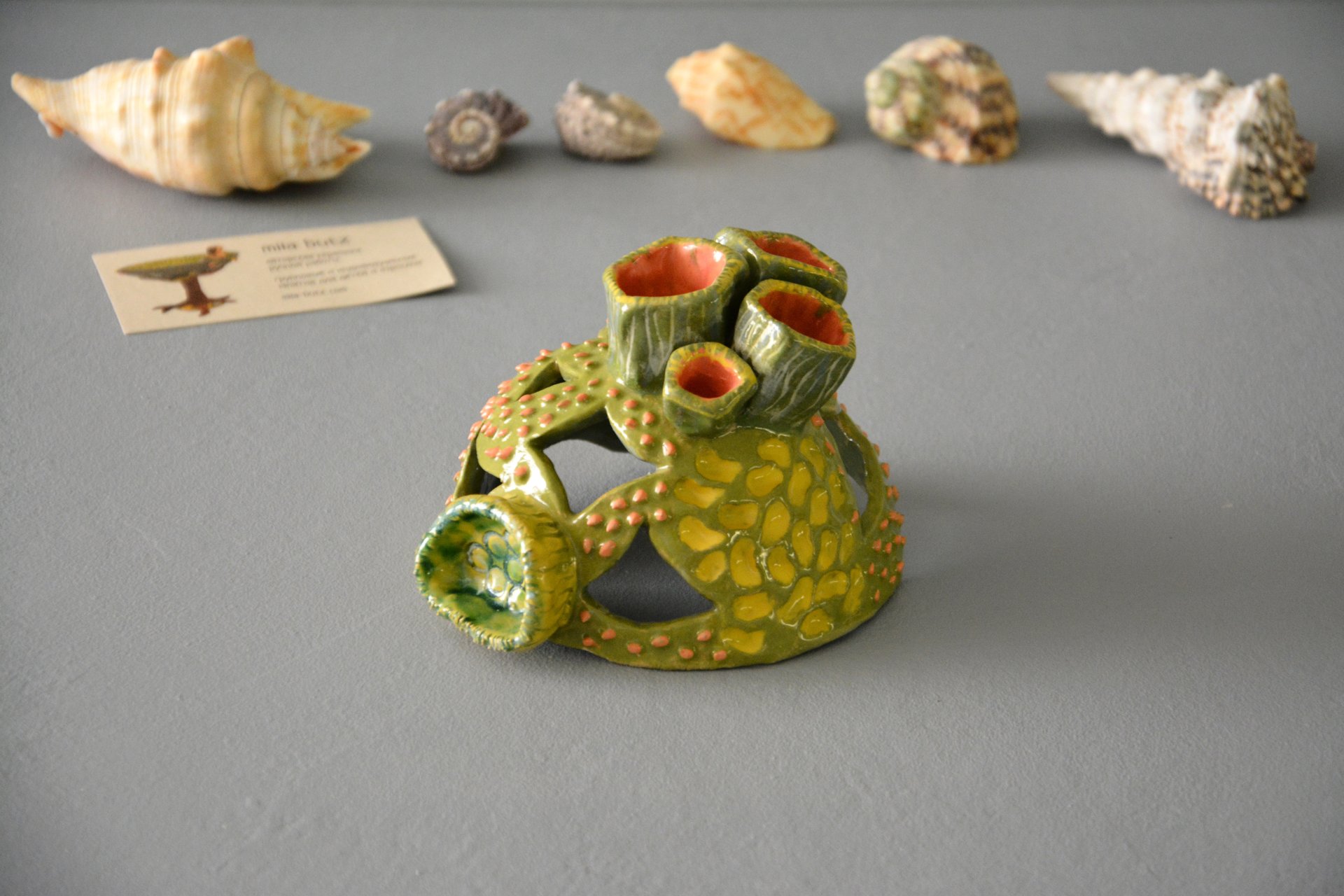 Коралл зелёный - Для аквариумов керамика, ширина -12 см, высота - 9 см, фото 1 из 6.