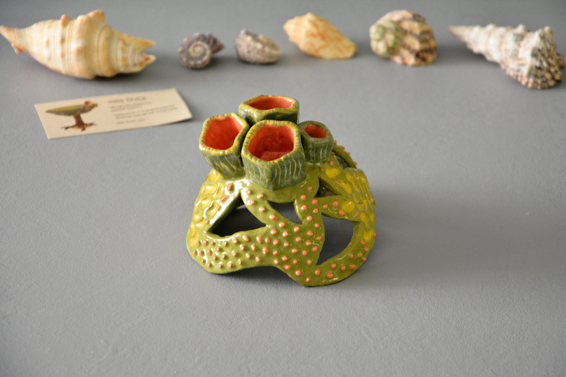 Коралл зелёный - Для аквариумов керамика, ширина -12 см, высота - 9 см, фото 2 из 6.