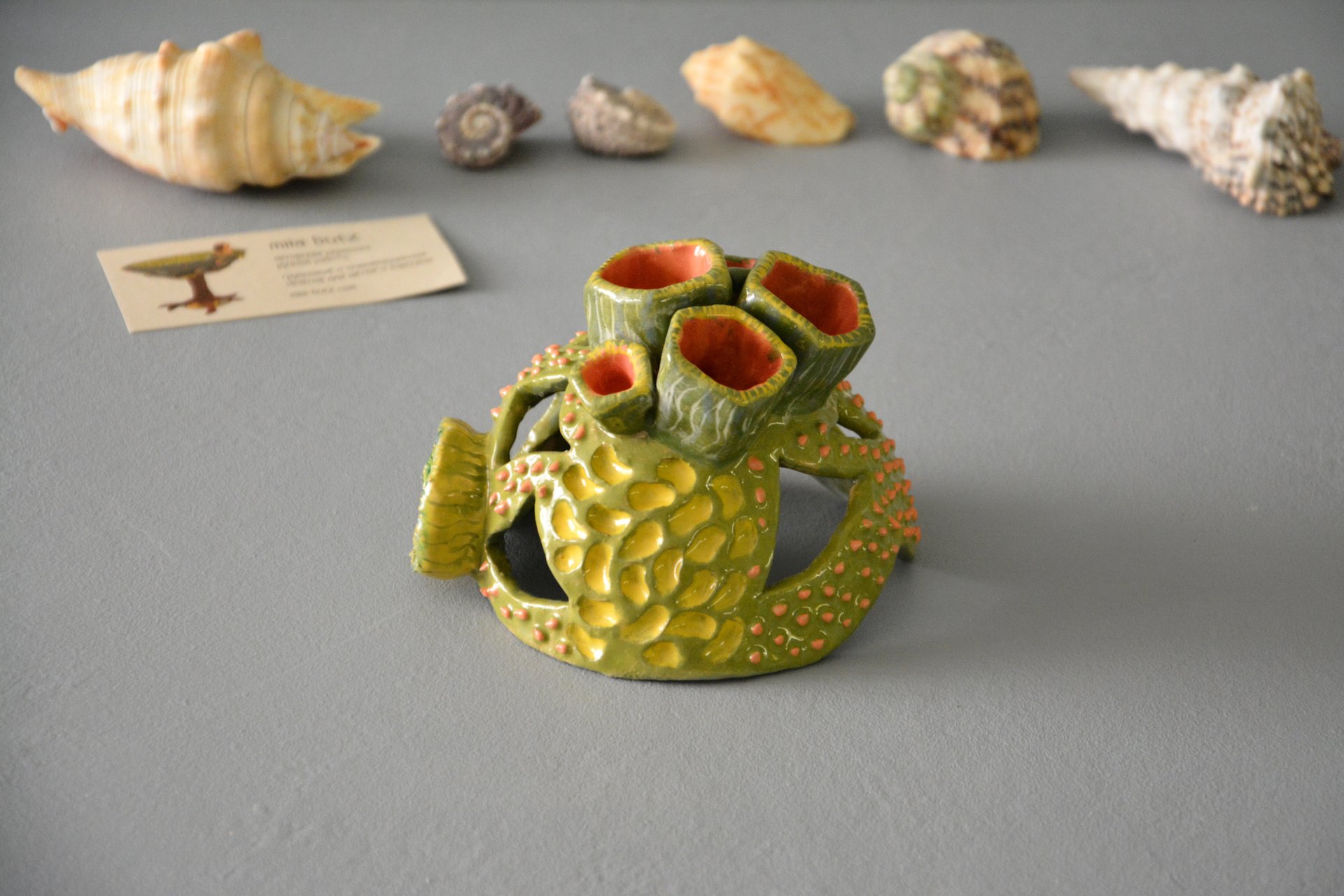 Коралл зелёный - Для аквариумов керамика, ширина -12 см, высота - 9 см, фото 4 из 6.