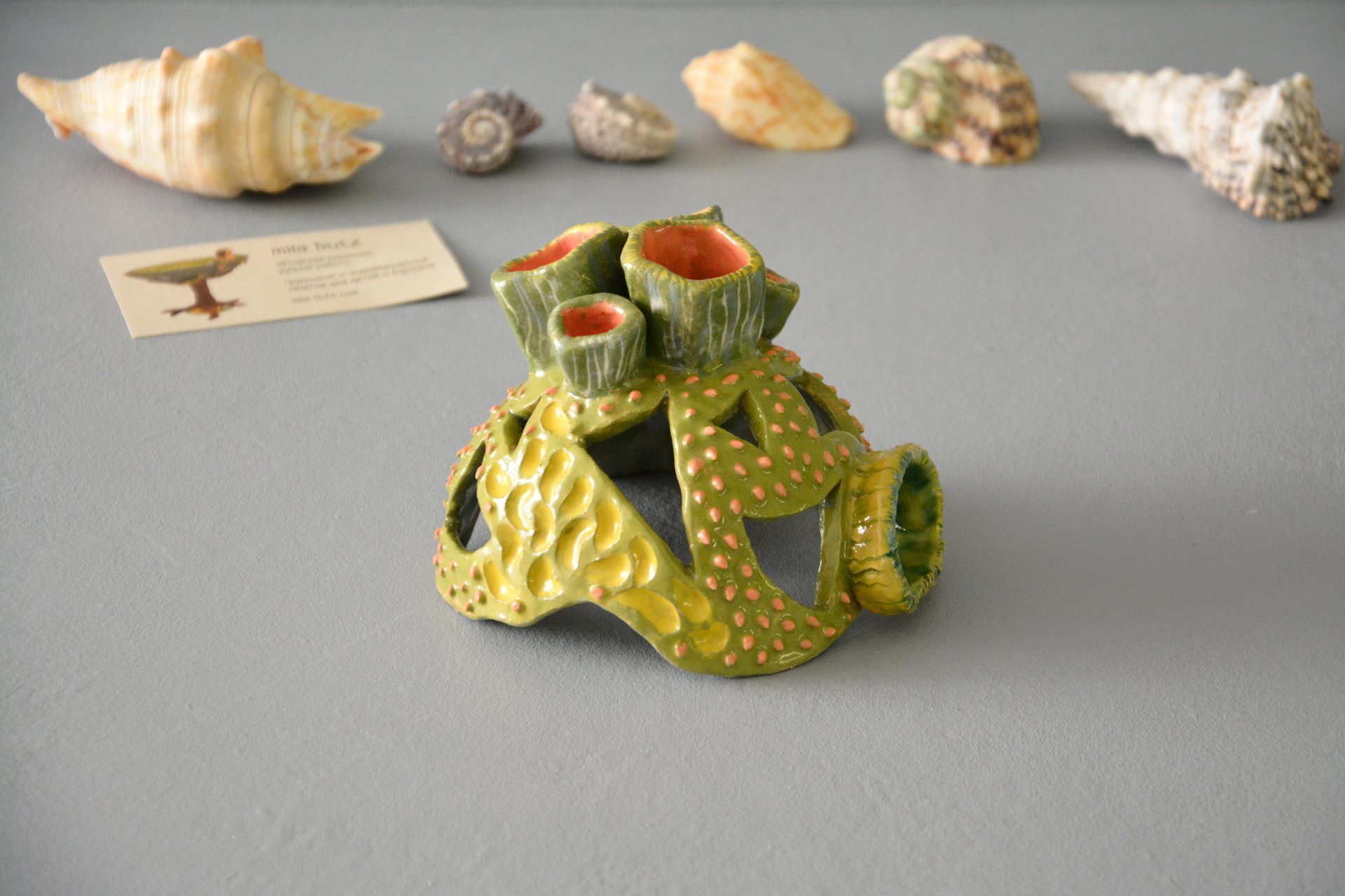 Коралл зелёный - Для аквариумов керамика, ширина -12 см, высота - 9 см, фото 3 из 6.