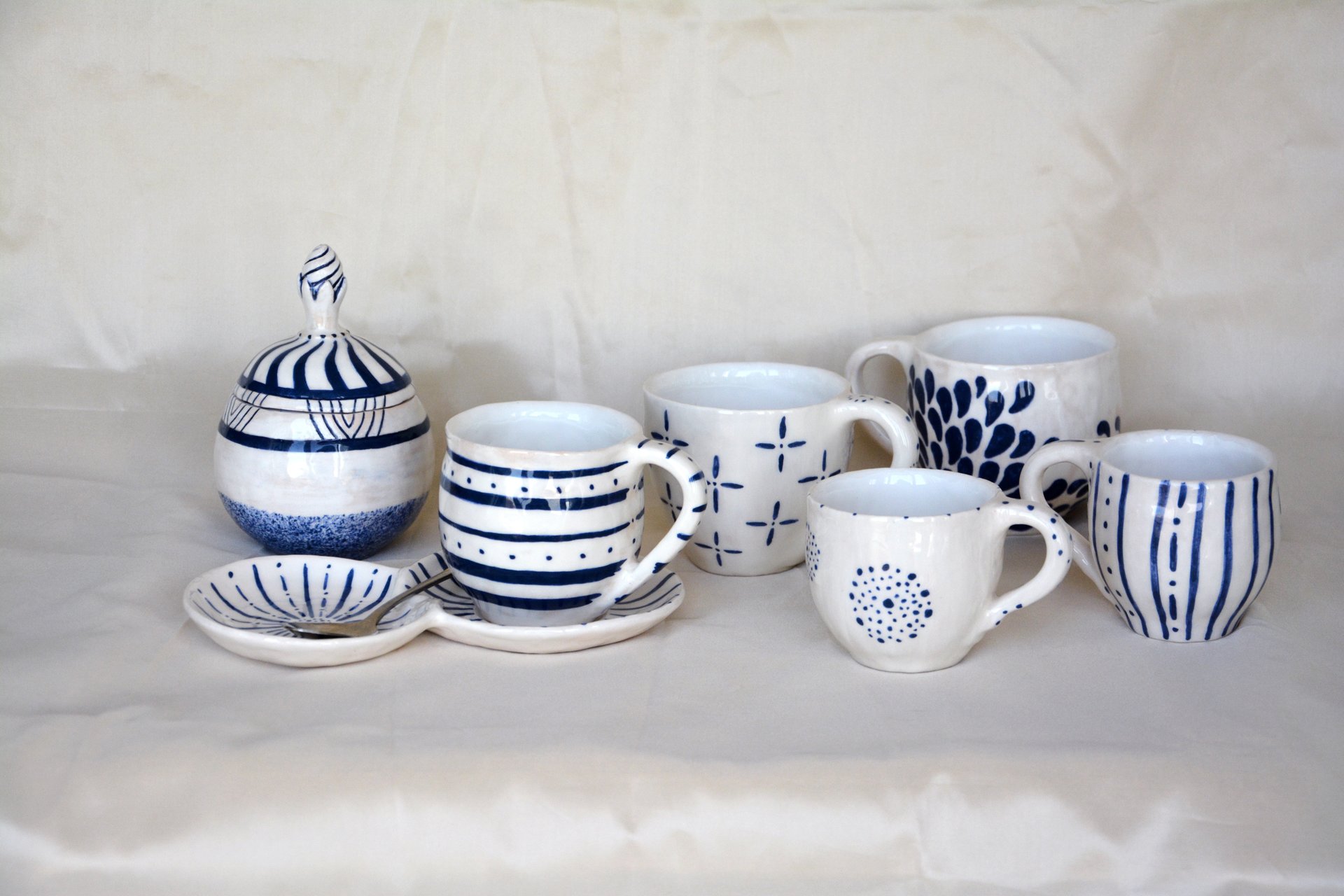 A set of cups plus sugar bowl Modern gzhel - Cups, glasses, mugs, 150 ml - 300 ml, photo 1 of 2.