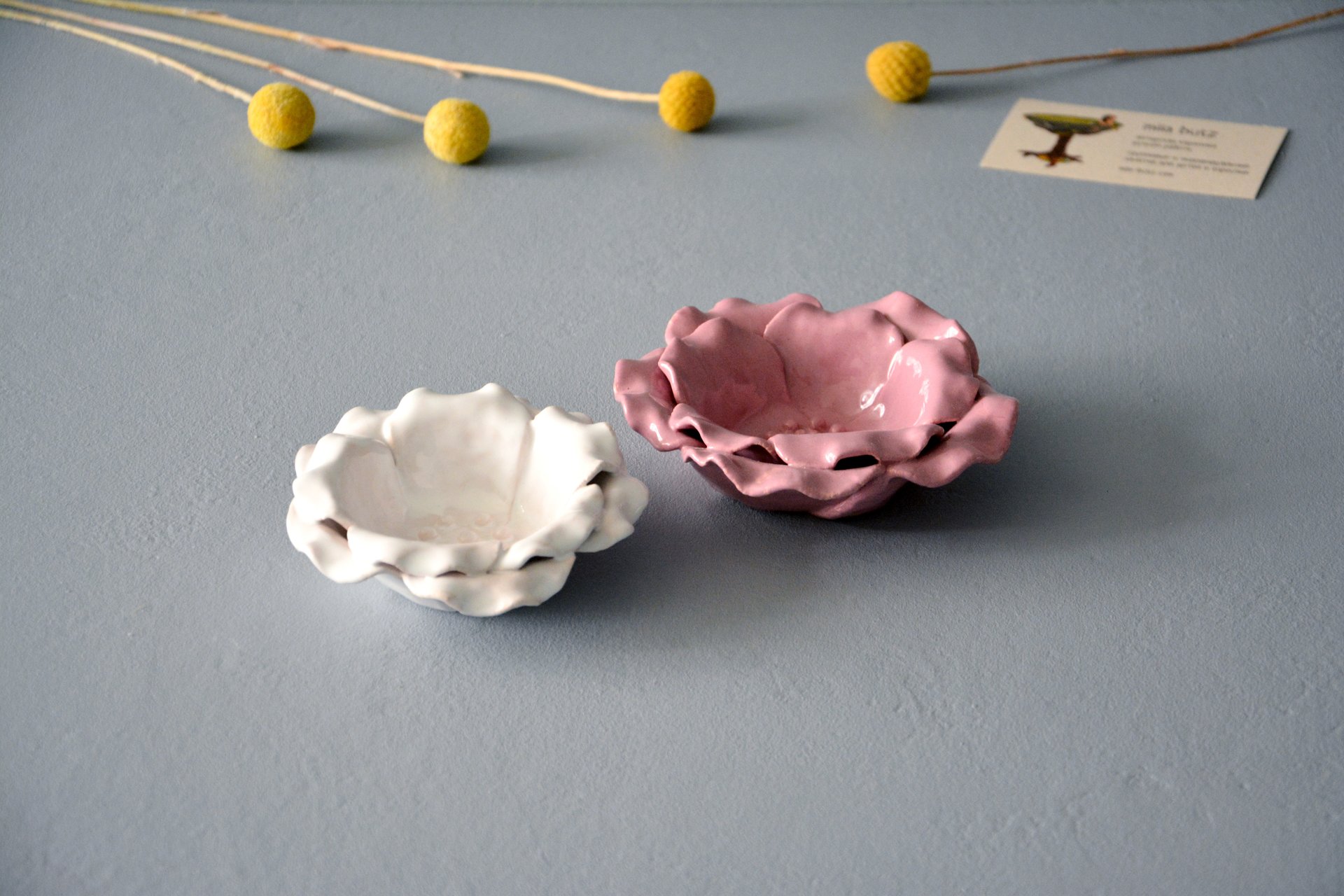 Candlestick White flower - Ceramic Candl-holders, diameter - 11.5 cm, photo 4 of 5.