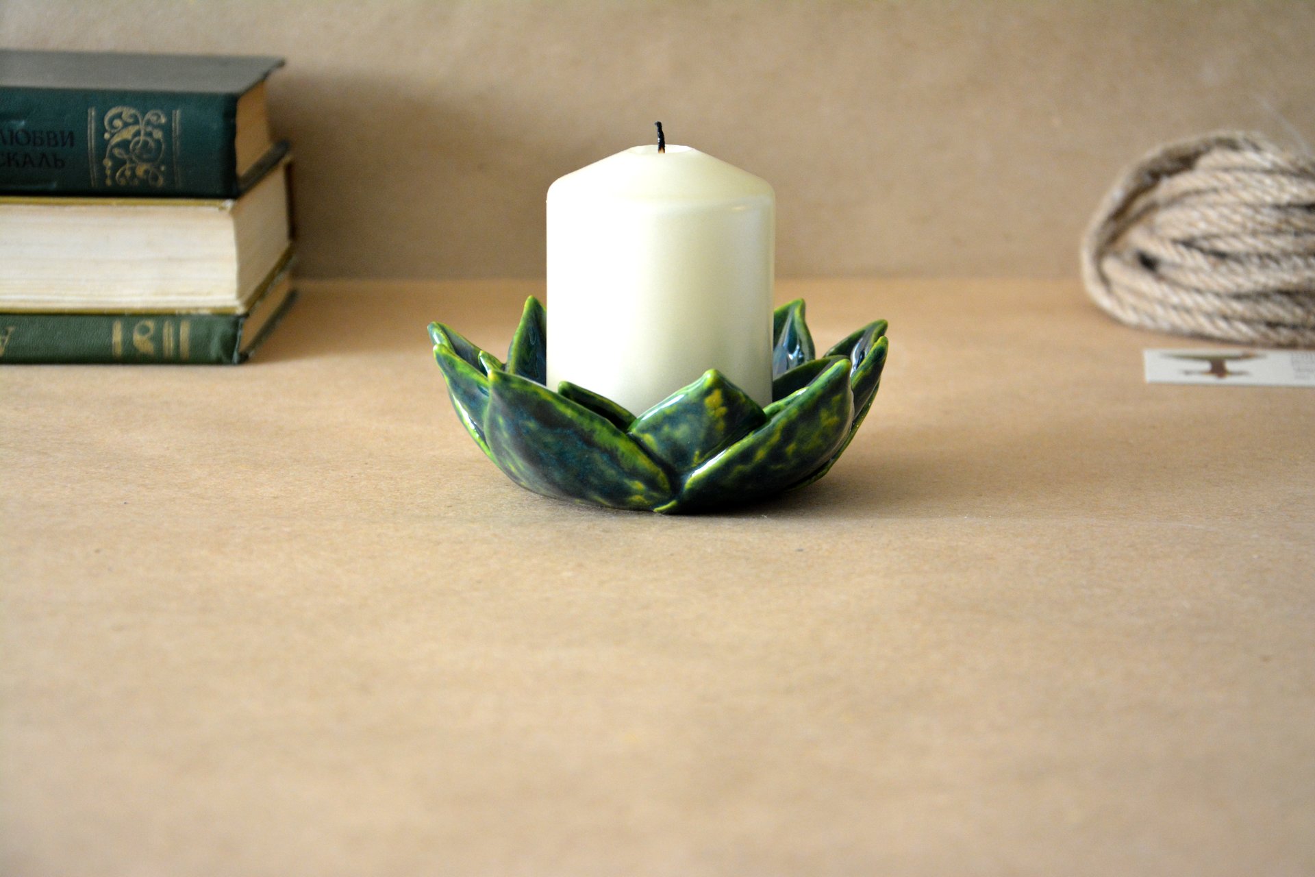 Candle holder Stone rose - Ceramic Candl-holders, diameter - 11 cm, photo 3 of 3.