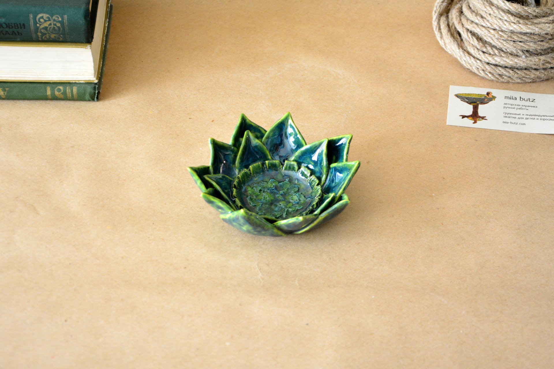 Candle holder Stone rose - Ceramic Candl-holders, diameter - 11 cm, photo 1 of 3.