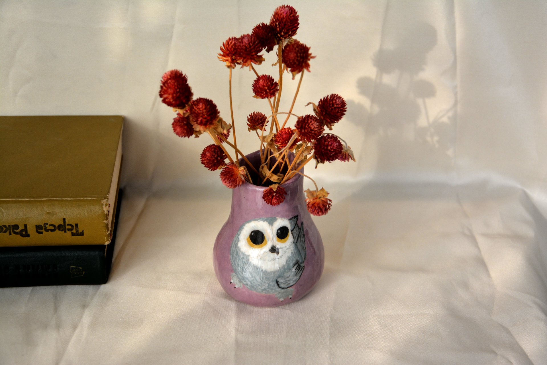 Small Vase or flowers «The Snowy owl», height - 10 cm. Photo 986.