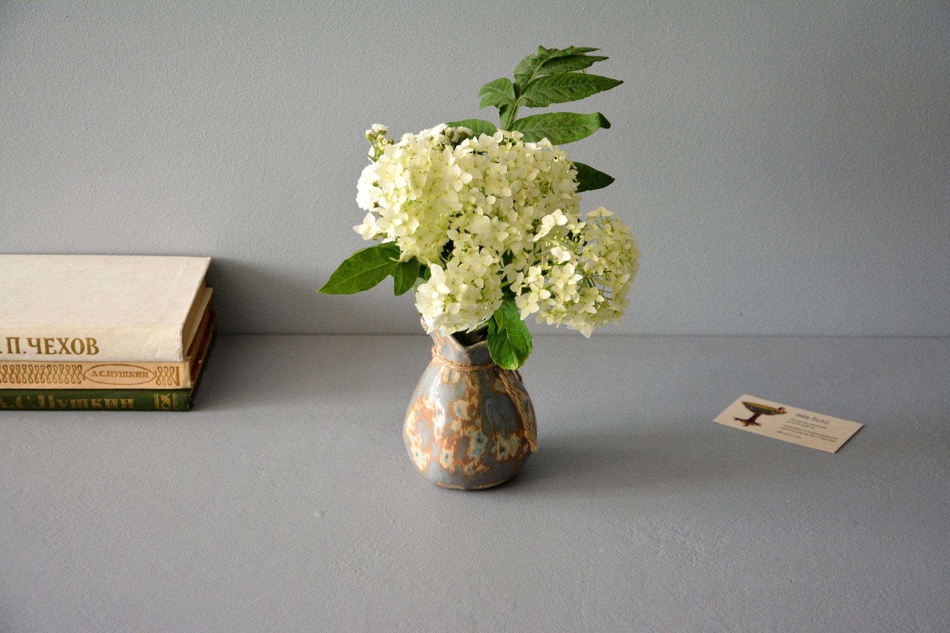 Ceramic vase — Gray-blue bagful, height - 12 cm, color - gray-blue, photo 6 of 7. 996.
