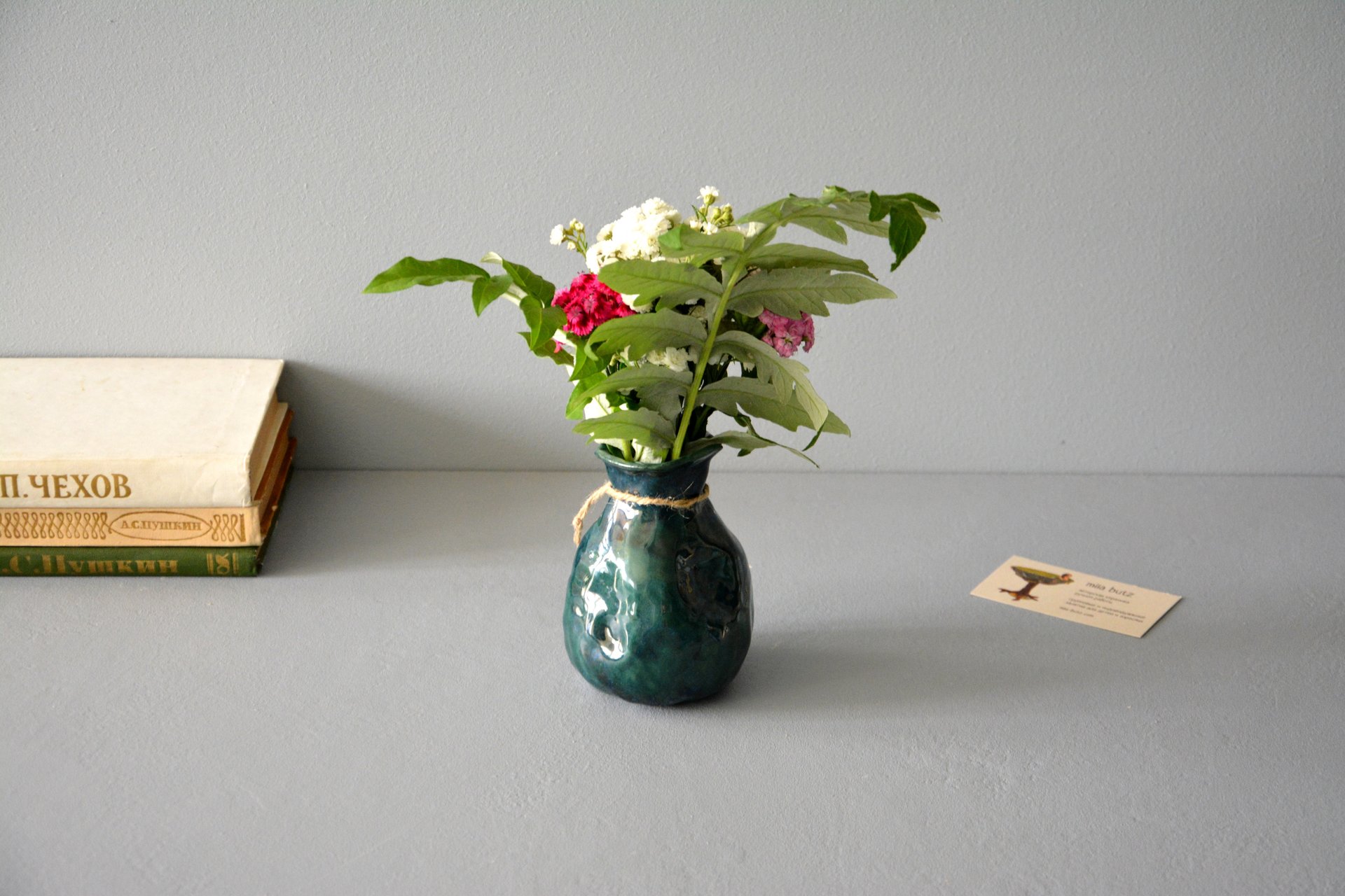 Exclusive vase is an incredible green bag, height - 12 cm, color - deep emerald, photo 5 of 8. 1008.