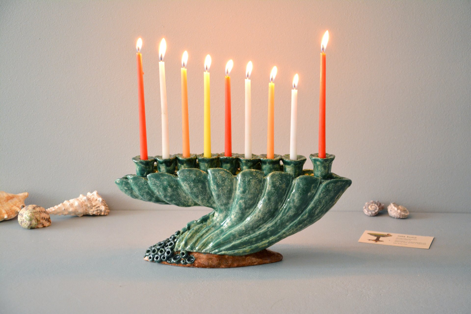 Еврейский подсвечник Ханукия, ширина - 30 см,  высота - 14 см, фото 3 из 6.