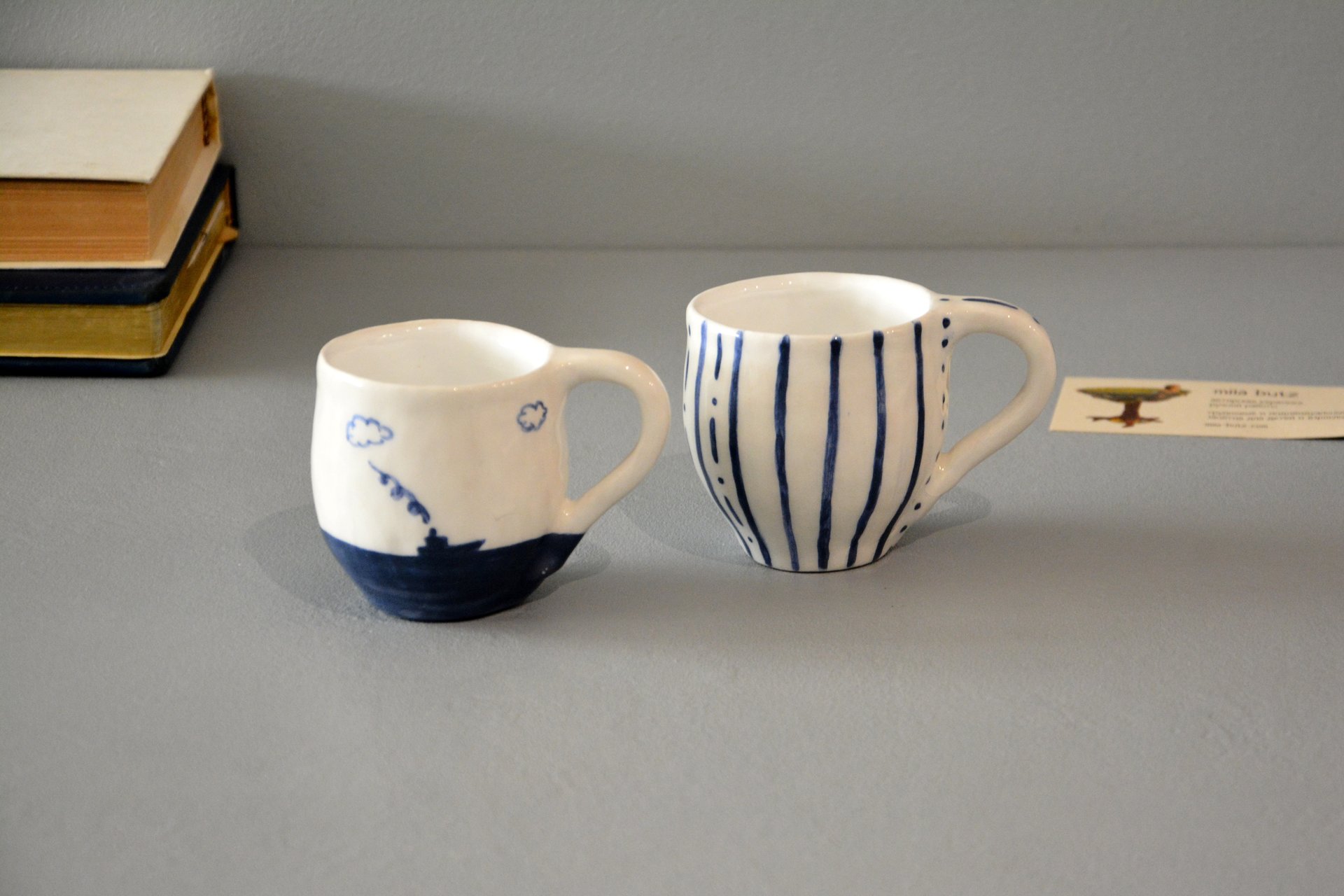 Pair of white cups for espresso, 100 ml and 150 ml, photo 1 of 5.