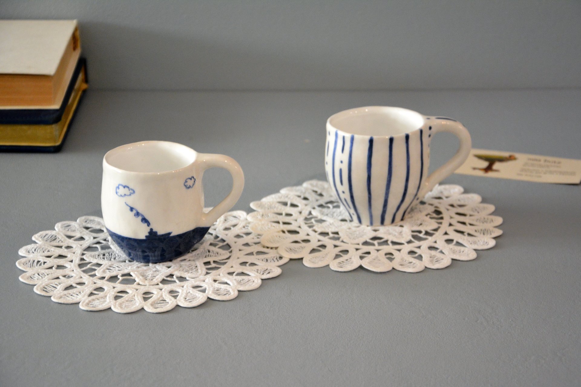 Pair of white cups for espresso, 100 ml and 150 ml, photo 5 of 5.