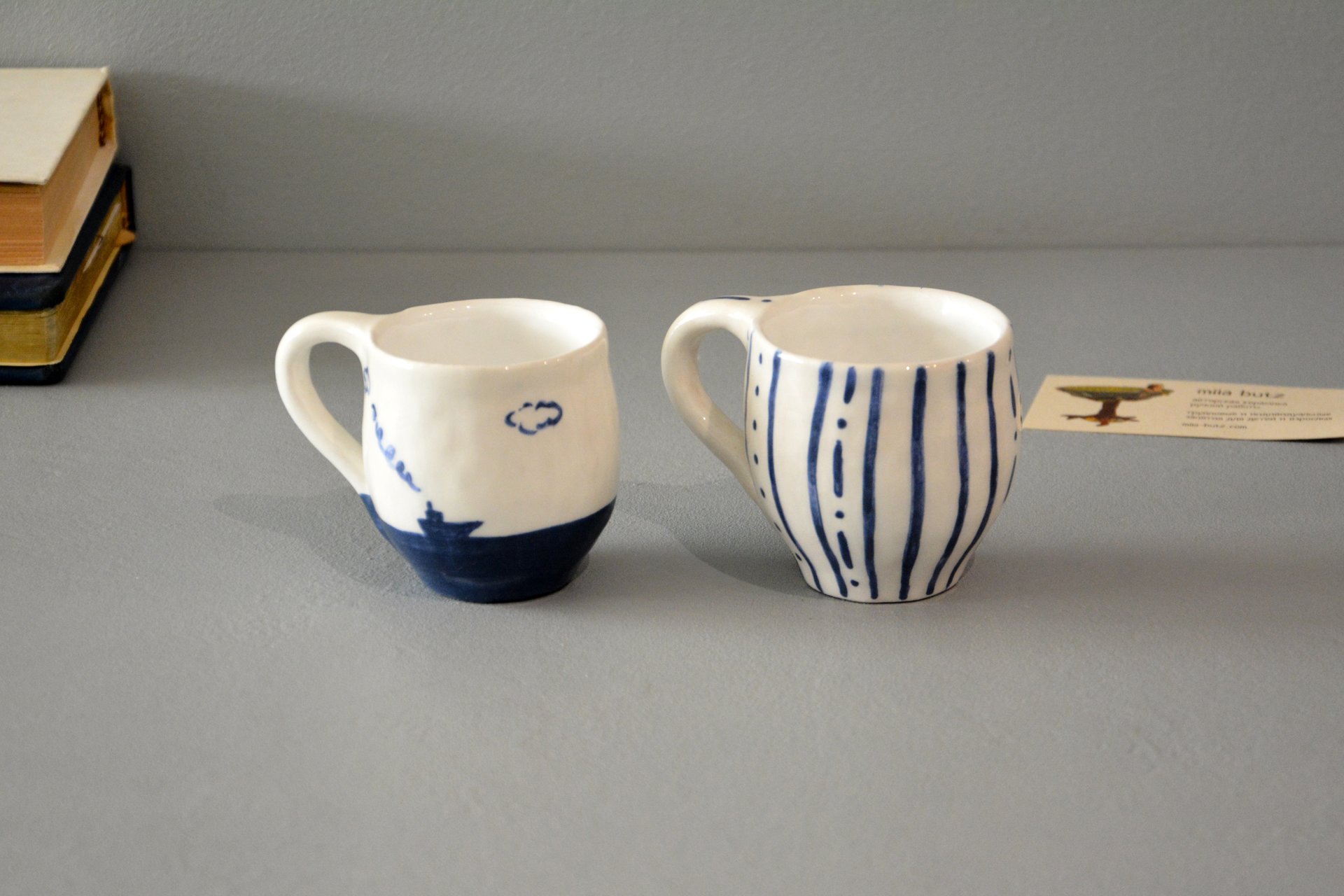 Pair of white cups for espresso, 100 ml and 150 ml, photo 3 of 5.