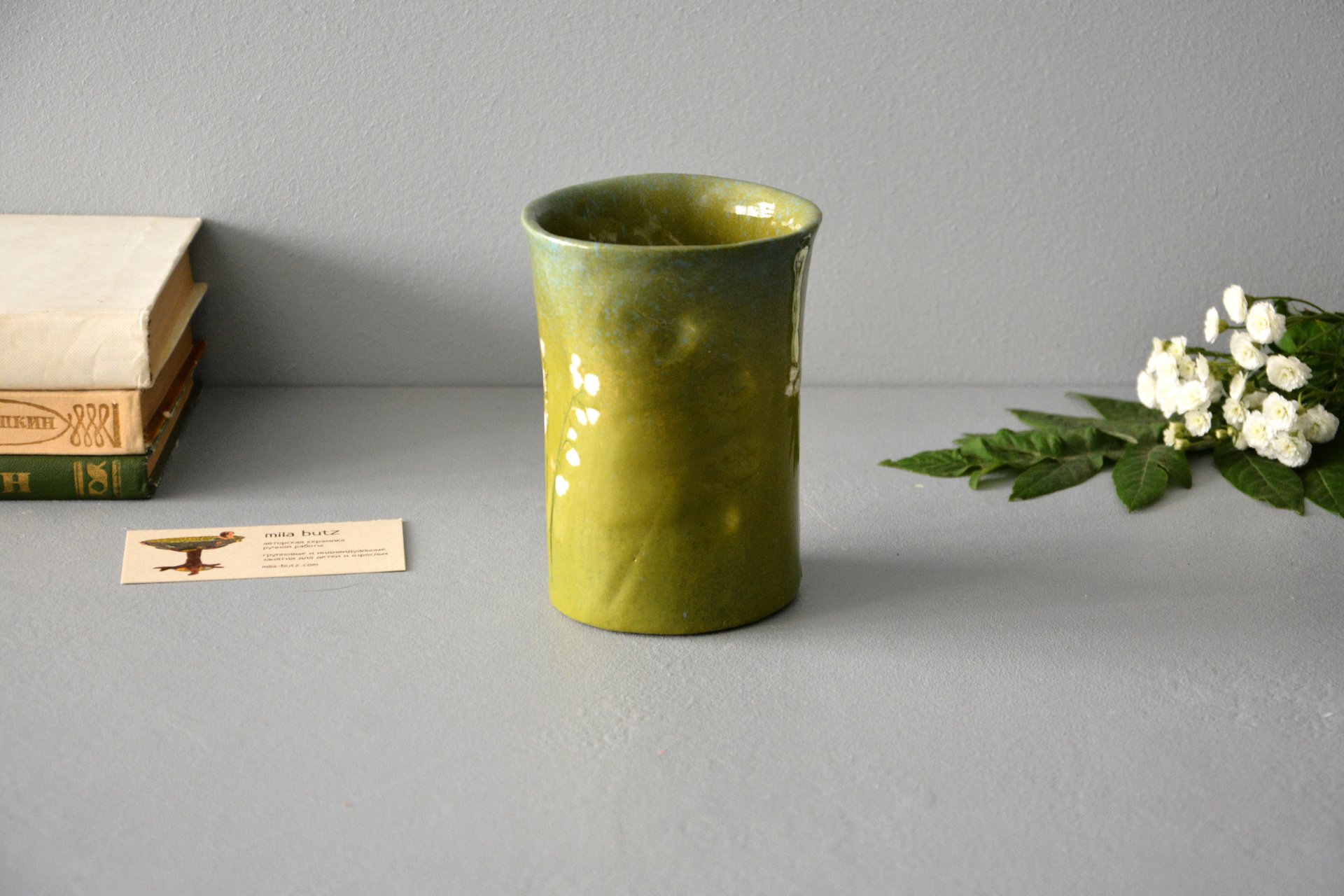 Керамический мятый цветной стакан, объём - 350 мл, фото 5 из 5.