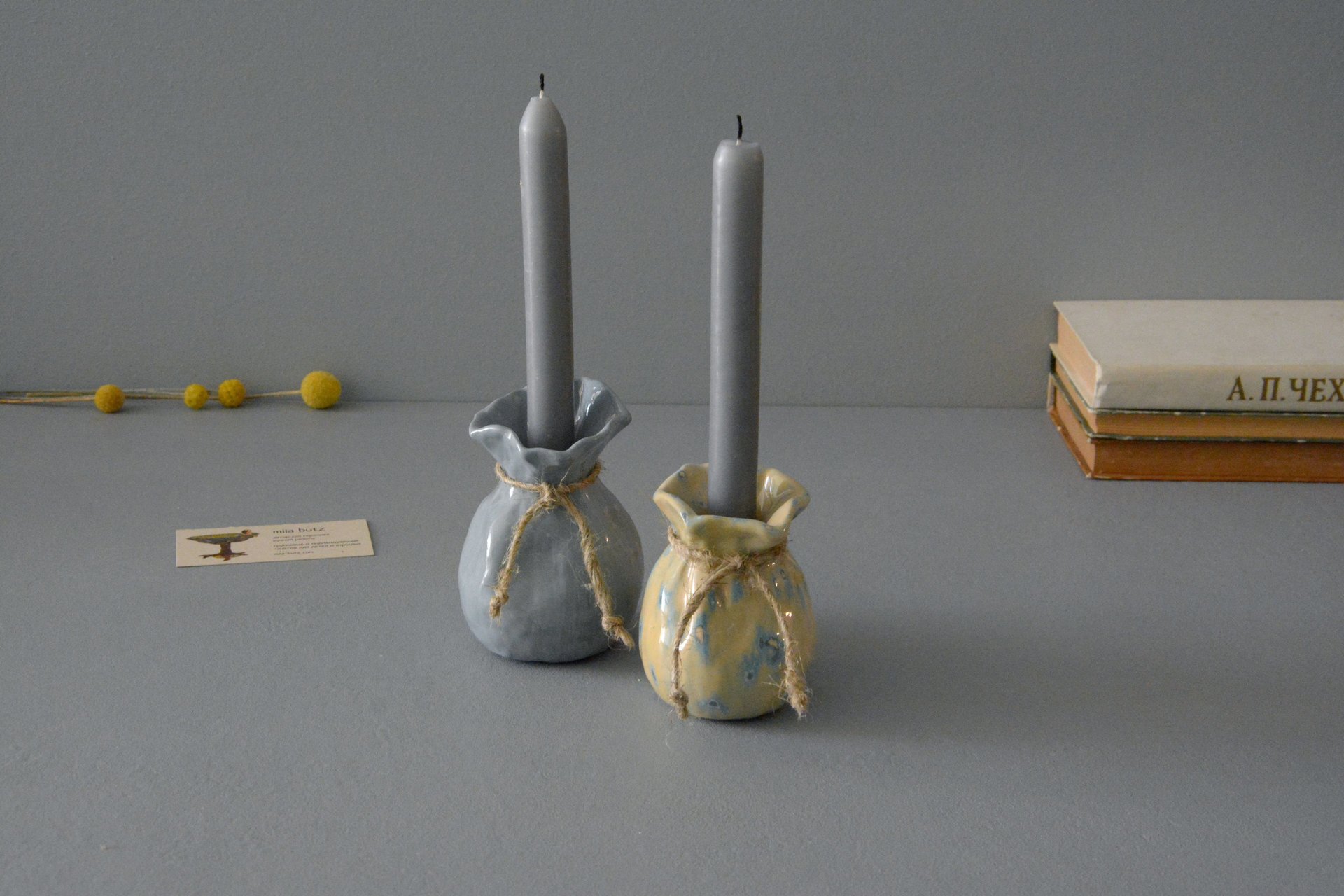 Decorative vase «Beige Bagful», height - 9 cm, color - beige. Photo 1271.