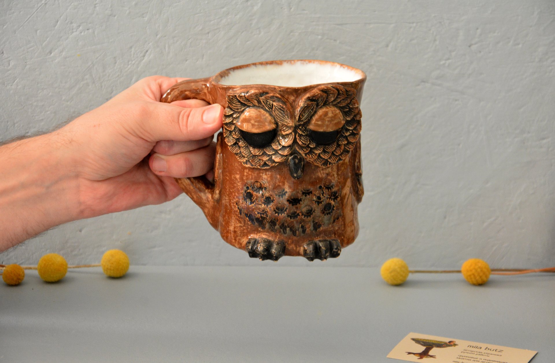 Чашка большого обьема — сова, обьем - 0.5 л, высота - 14 см, диаметр - 10 см, фото 5 из 6.