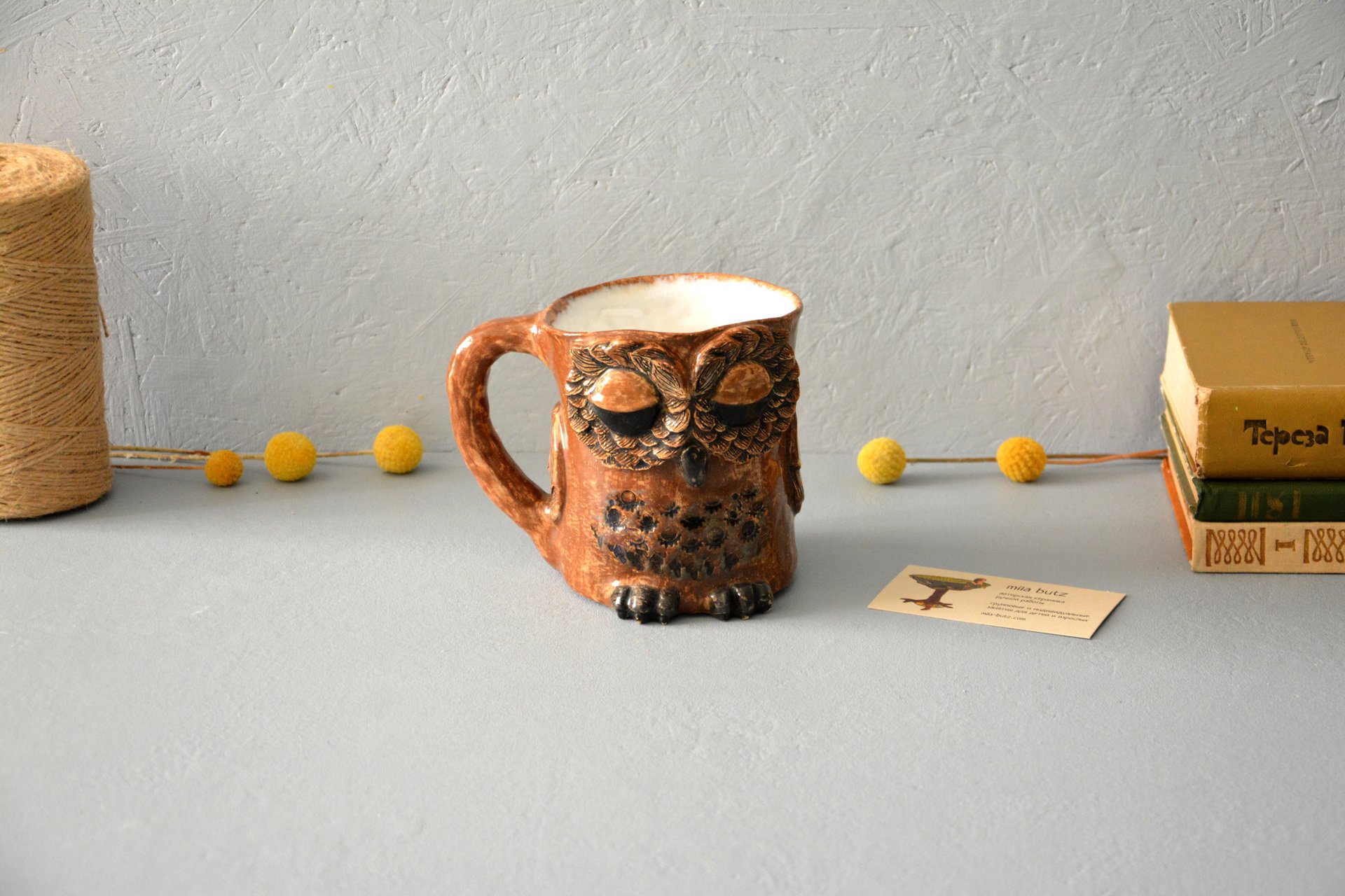 Чашка большого обьема — сова, обьем - 0.5 л, высота - 14 см, диаметр - 10 см, фото 6 из 6.