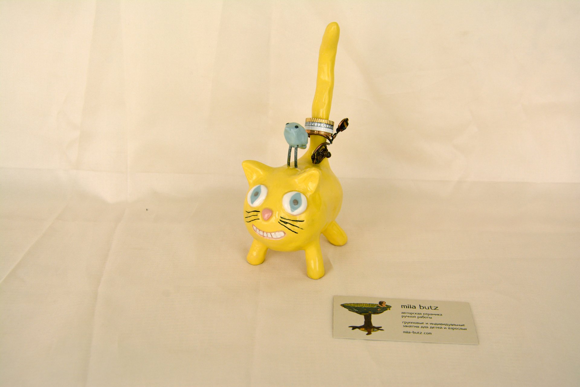 Котик « Чеширская улыбка» - Держатели для колец керамические, высота - 15 см, фото 1 из 3.