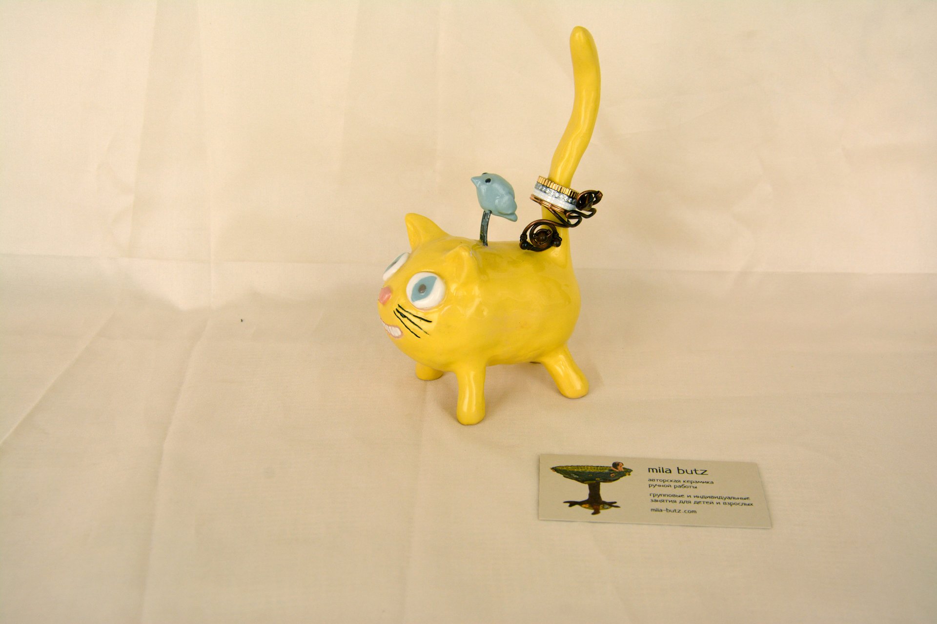 Котик « Чеширская улыбка» - Держатели для колец керамические, высота - 15 см, фото 2 из 3.