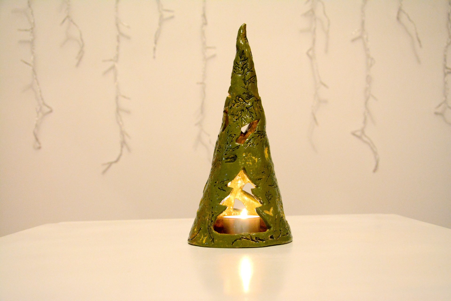 Ёлочки в Эко стиле - Керамические подсвечники, высота - 24 см, диаметр - 7 см, фото 1 из 2.